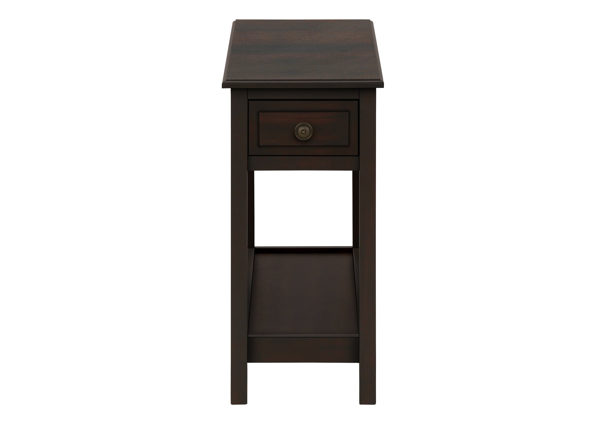 TABLE DE CHEVET - 25"H / BOIS PLAQUE ACAJOU FONCE – I 3990.