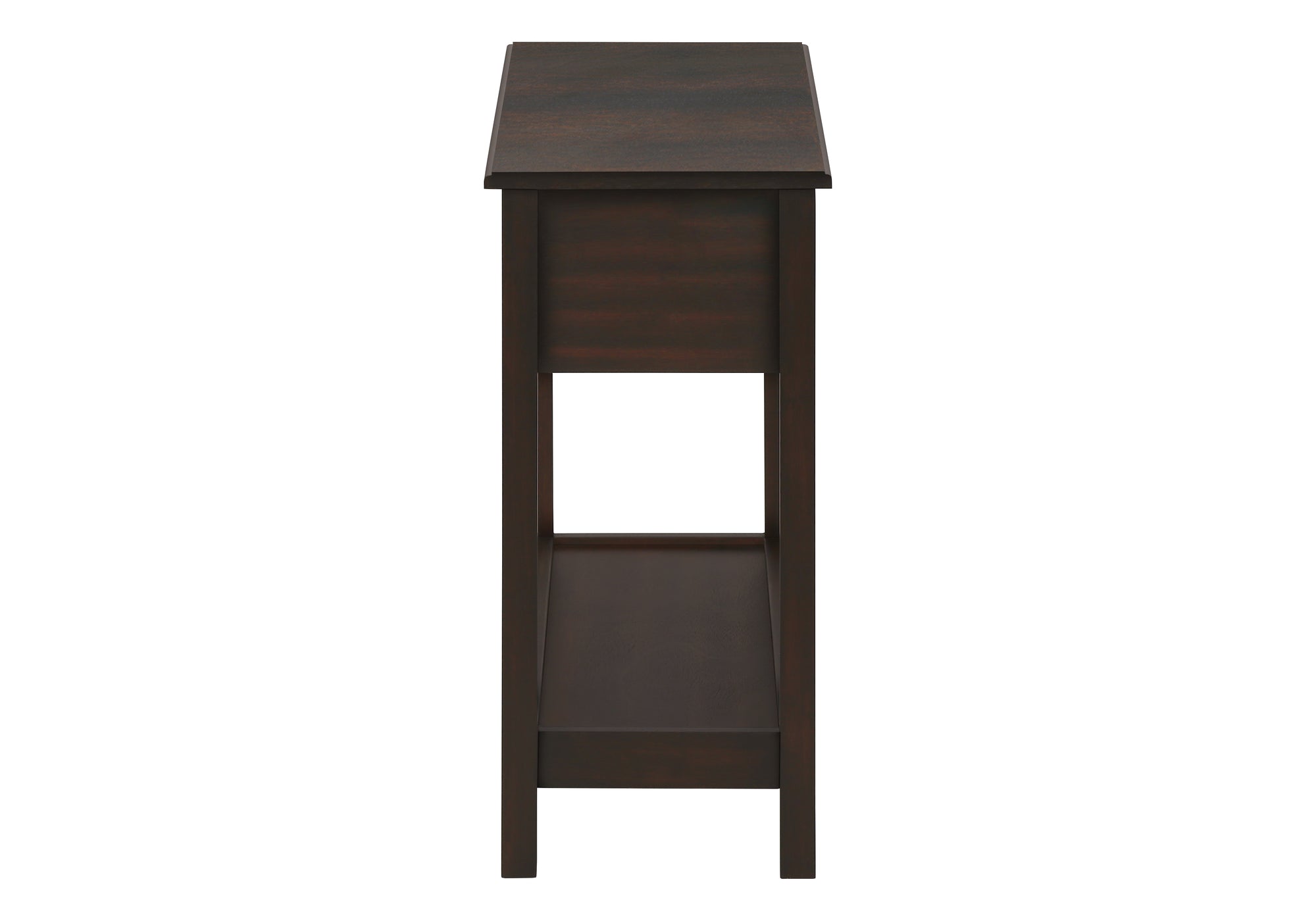 TABLE DE CHEVET - 25"H / BOIS PLAQUE ACAJOU FONCE – I 3990.