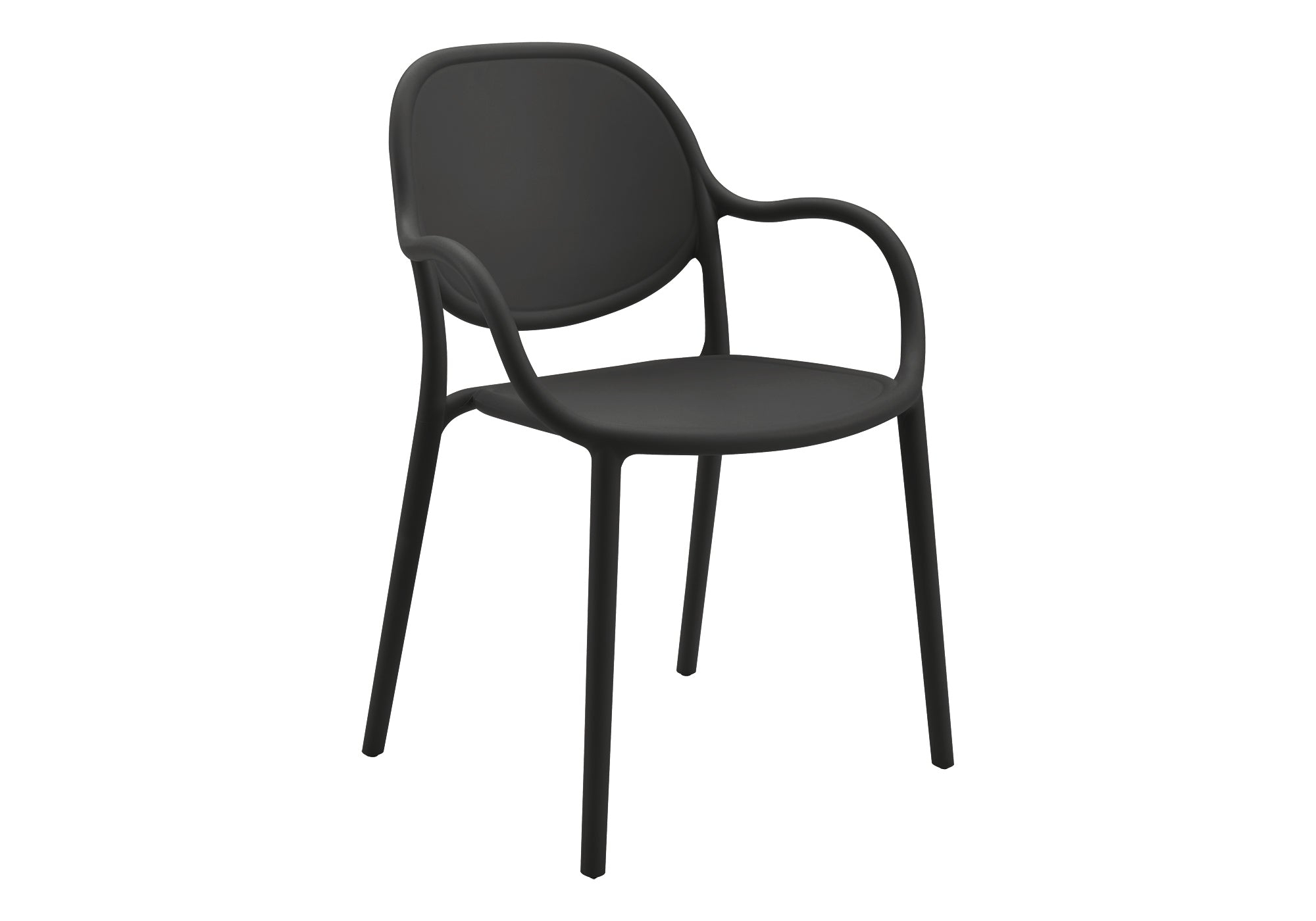 CHAISE D’EXTERIEUR - FAUTEUIL EMPILABLE NOIR / 4PCS – I 4024