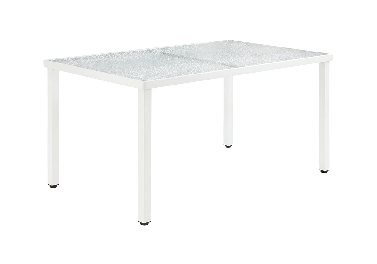 TABLE D’EXTERIEUR - 36" X 60" METAL BLANC AVEC VERRE TREMPE – I 4060