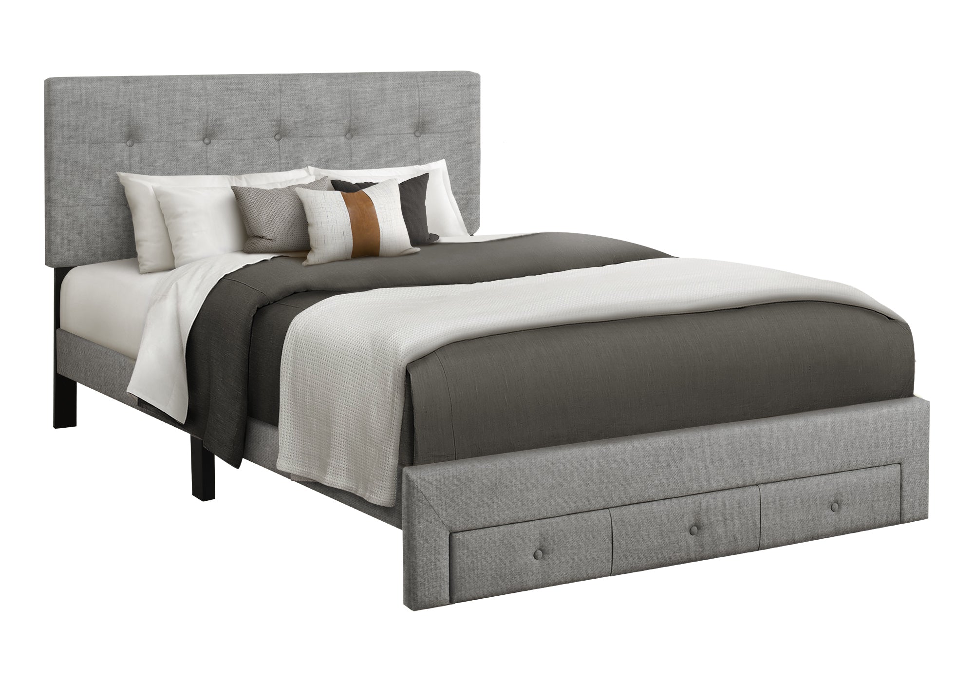 LIT - QUEEN / LIN GRIS PLATEFORME / TIROIR RANGEMENT AVANT – I 5900Q