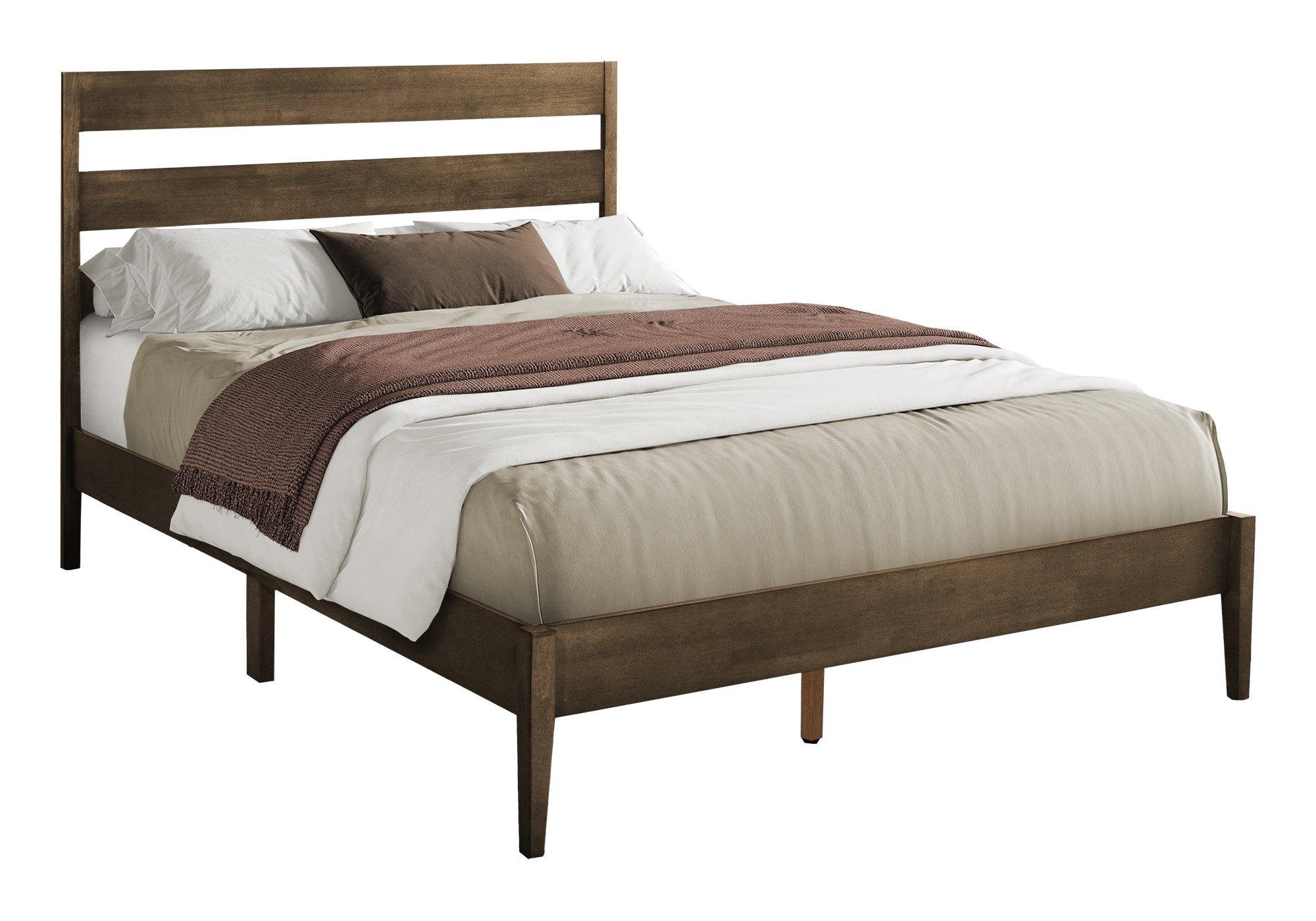LIT - QUEEN / BOIS MASSIF PLATEFORME NOYER – I 6066Q