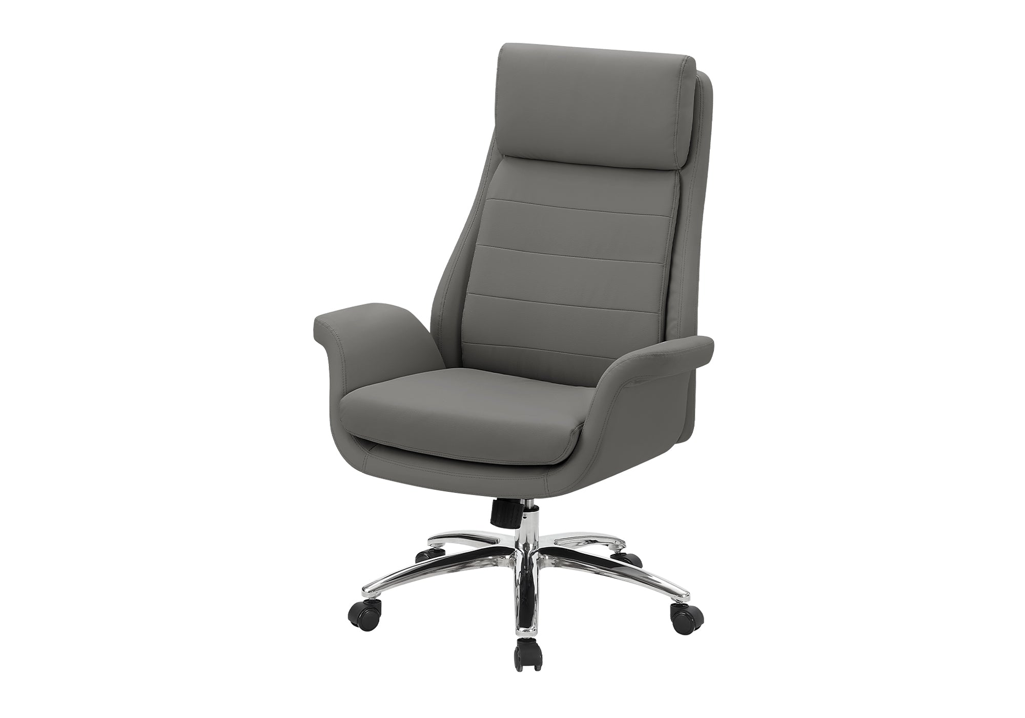 CHAISE DE BUREAU - SIMILI-CUIR GRIS FONCE / DOSSIER EXECUTIF – I 7252