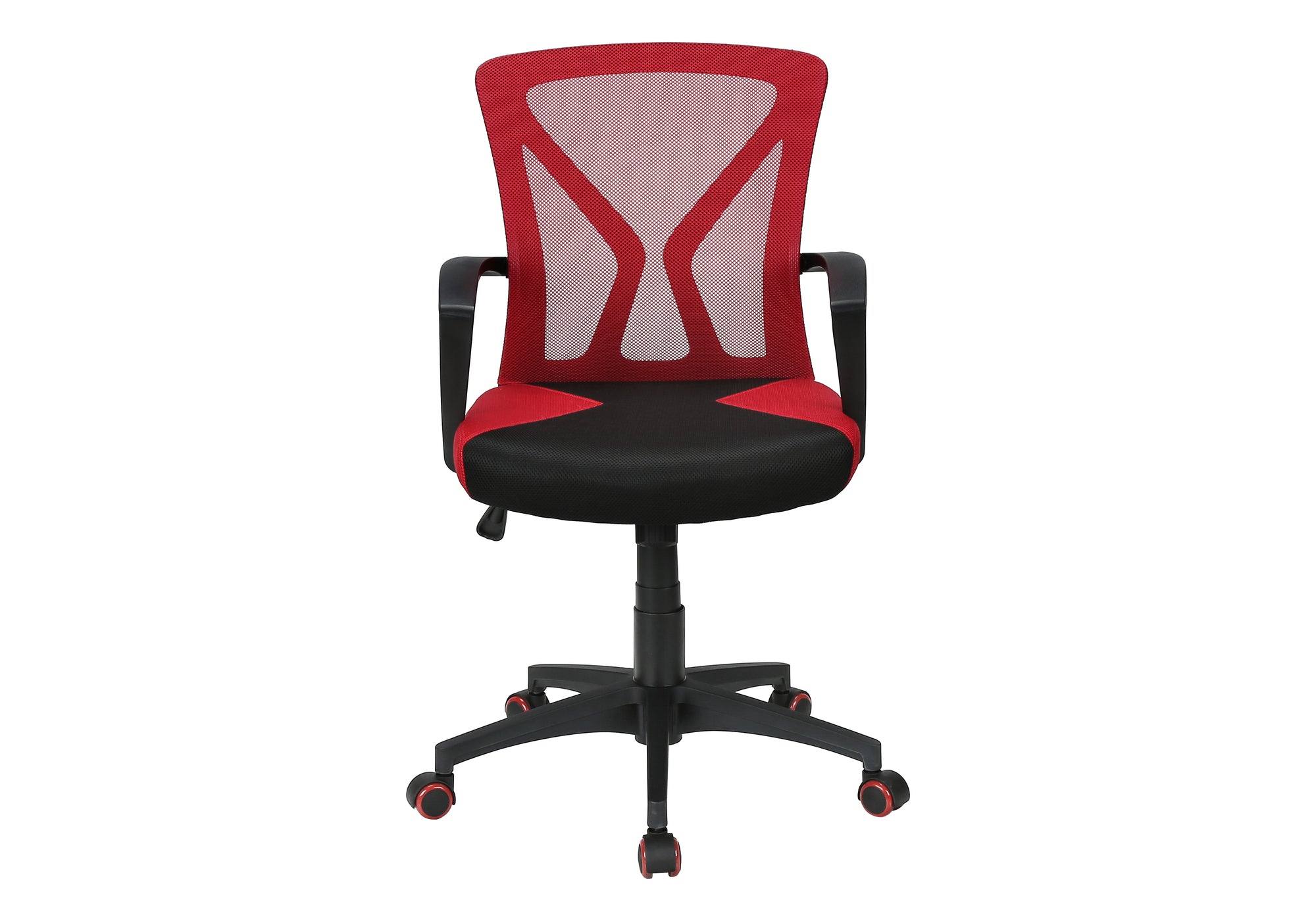 CHAISE DE BUREAU - JEU / TISSU NOIR / ROUGE SUR ROULETTES – I 7357