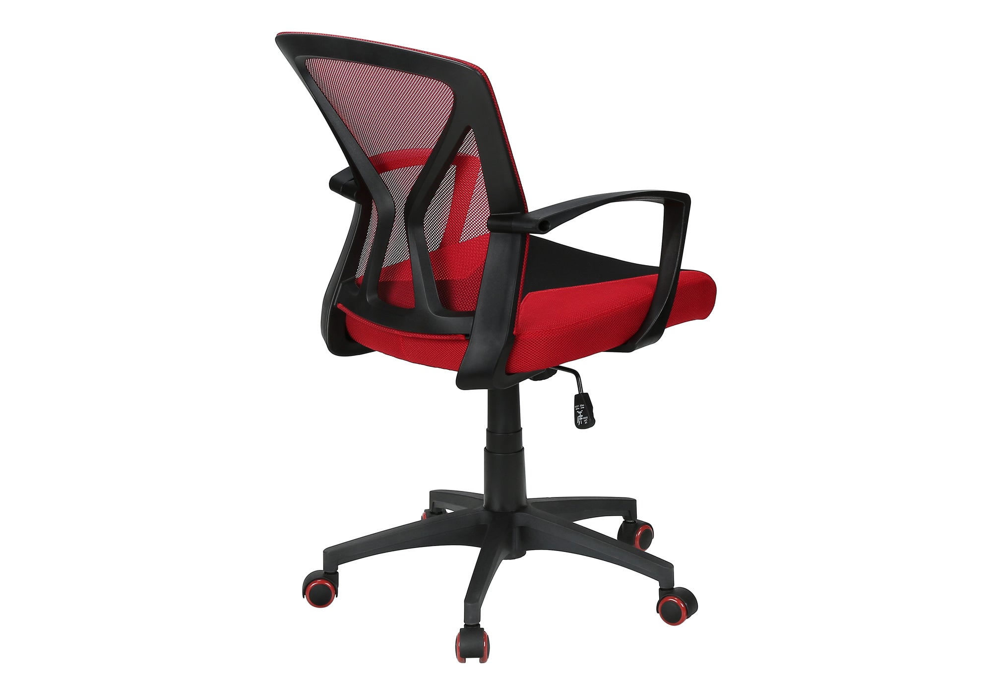 CHAISE DE BUREAU - JEU / TISSU NOIR / ROUGE SUR ROULETTES – I 7357