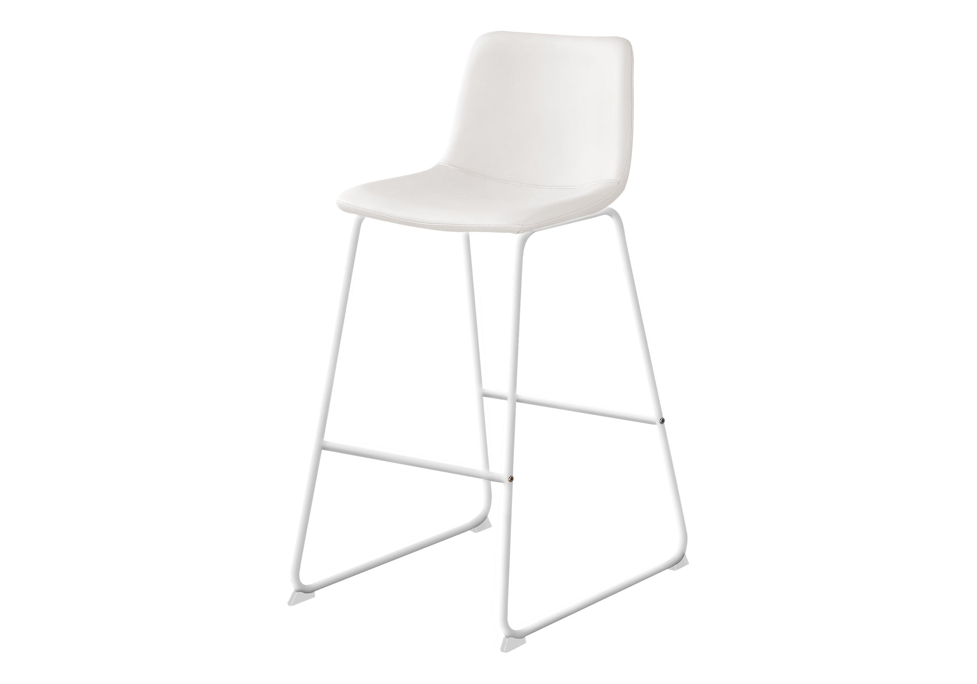 TABOURET DE BAR - 40"H / SIMILI-CUIR BLANC / METAL BLANC – I 7750