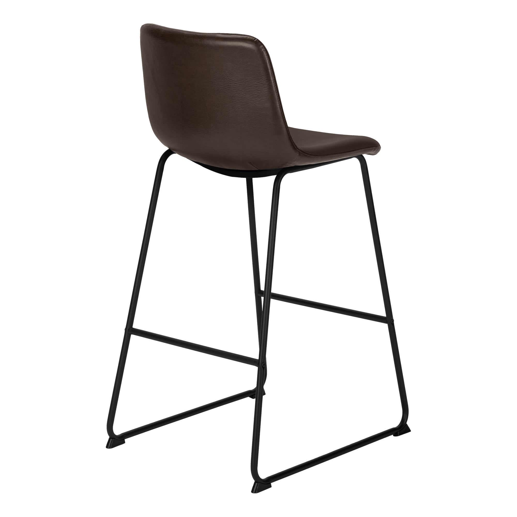 TABOURET DE BAR - 40"H / SIMILI-CUIR BRUN / METAL NOIR – I 7753