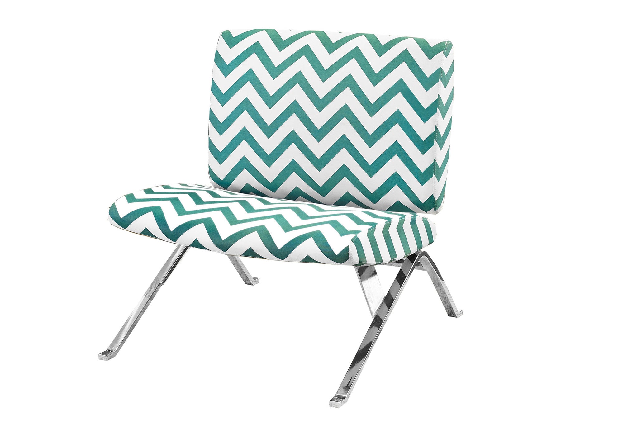 CHAISE D'APPOINT - TISSU " CHEVRON " SARCELLE / CHROME – I 8136