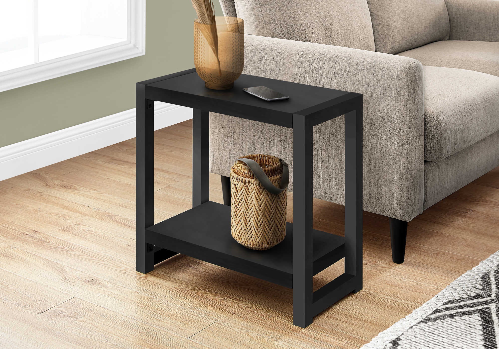 TABLE DE CHEVET - 22"H / NOIR / METAL NOIR – I 2081.
