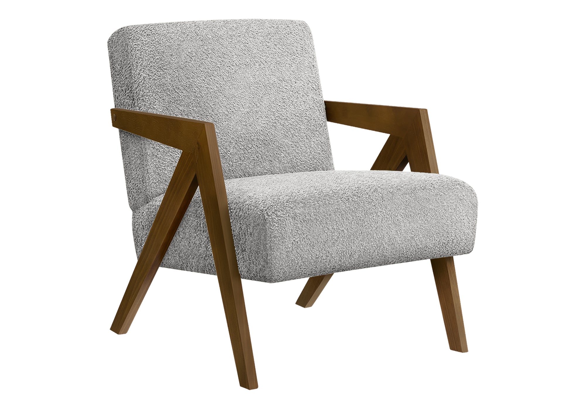 CHAISE D'APPOINT - 30"H / TISSU GRIS CLAIR / BOIS DE NOYER – I 8300