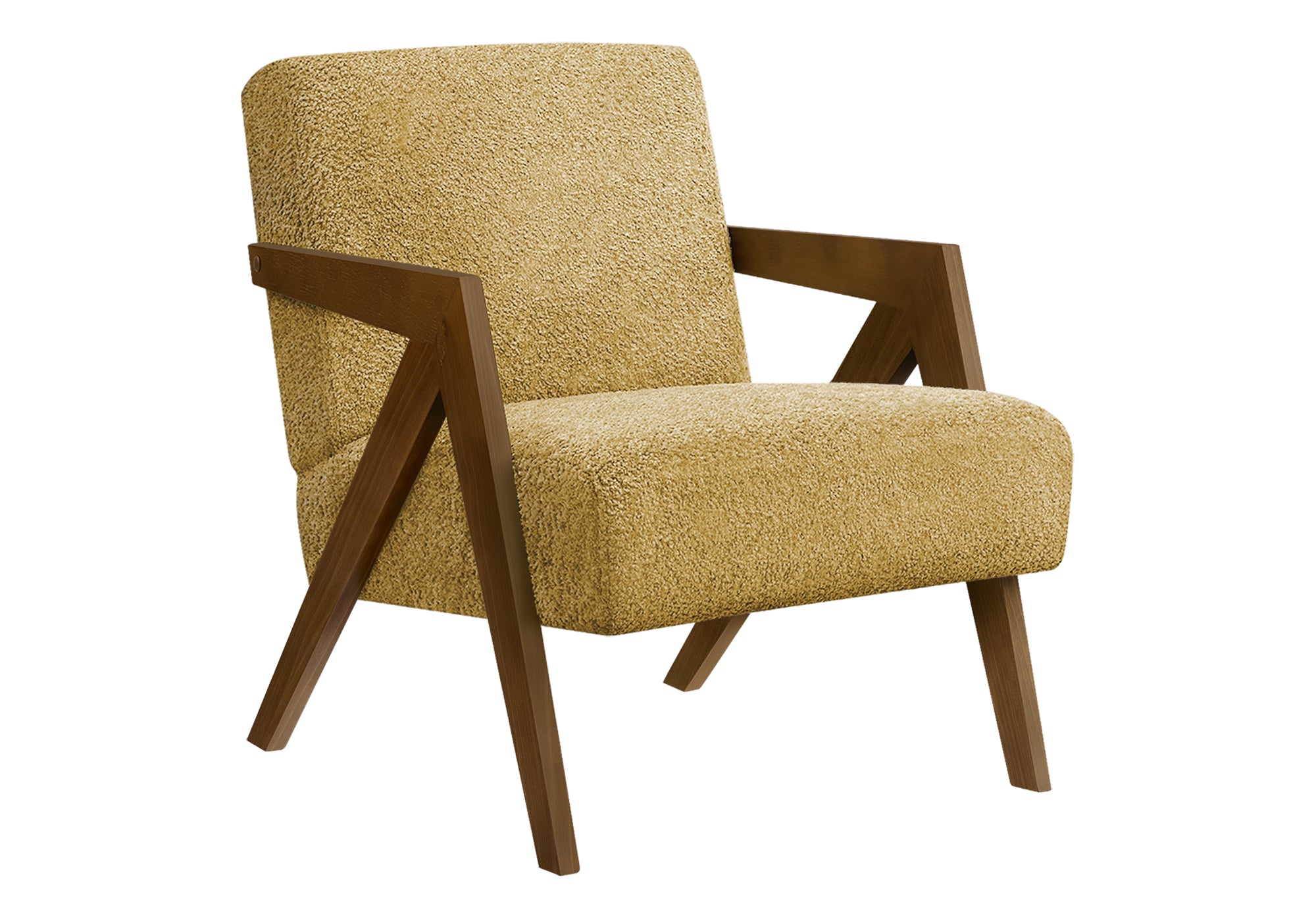CHAISE D'APPOINT - 30"H / TISSU JAUNE / BOIS DE NOYER – I 8302