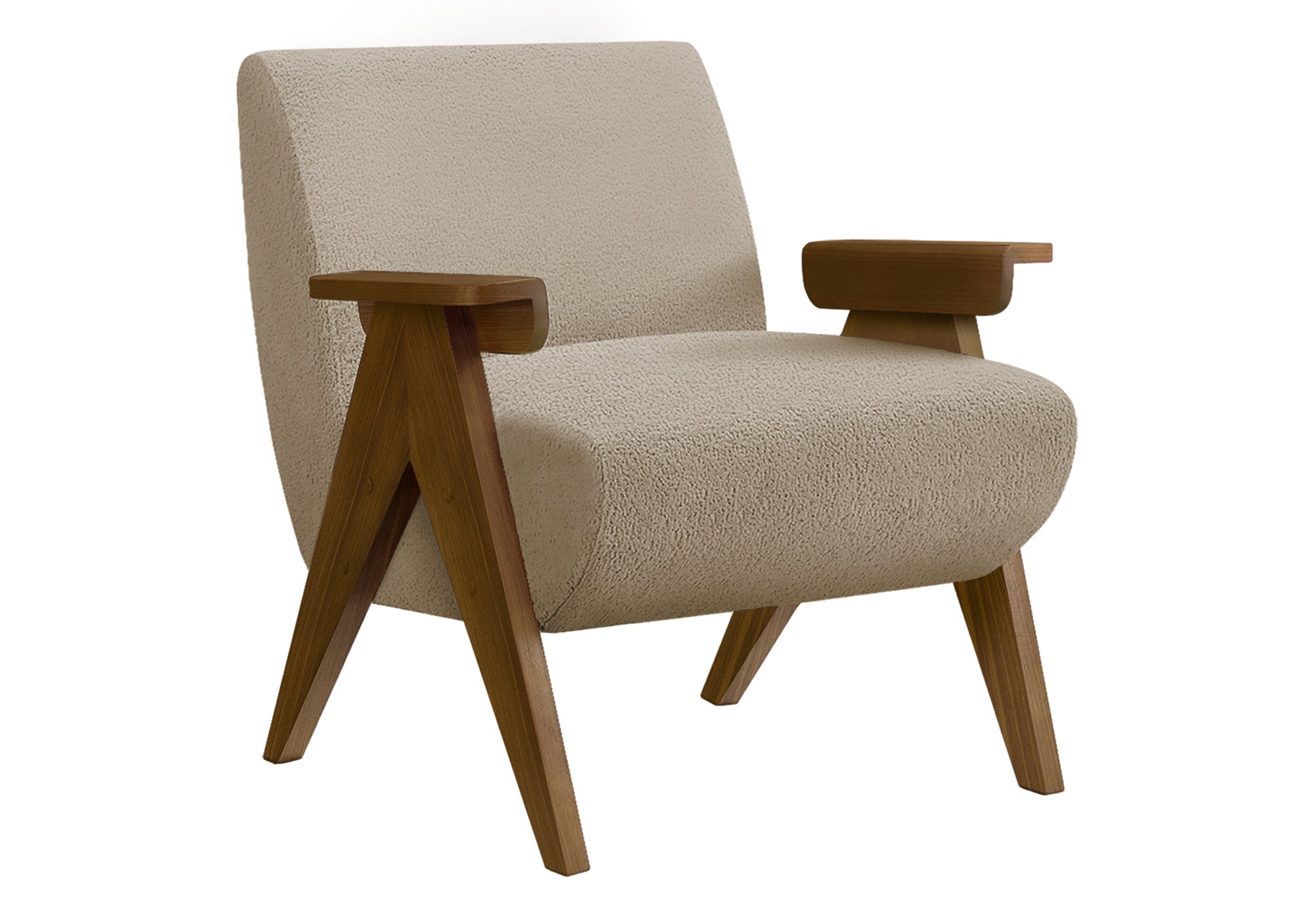 CHAISE D'APPOINT - 31"H / TISSU BEIGE / BOIS DE NOYER – I 8310