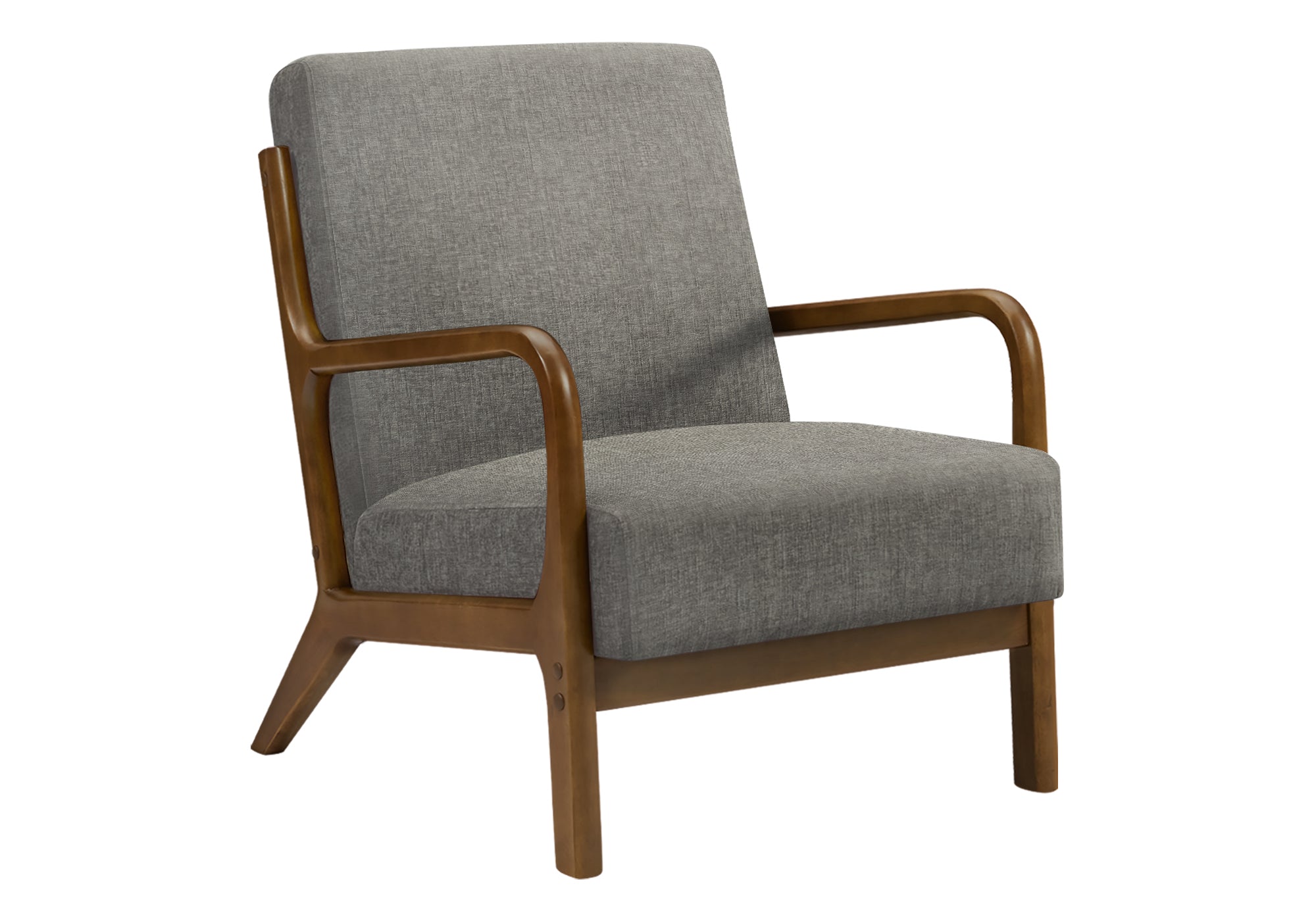 CHAISE D'APPOINT - 34"H / TISSU GRIS / BOIS DE NOYER – I 8330