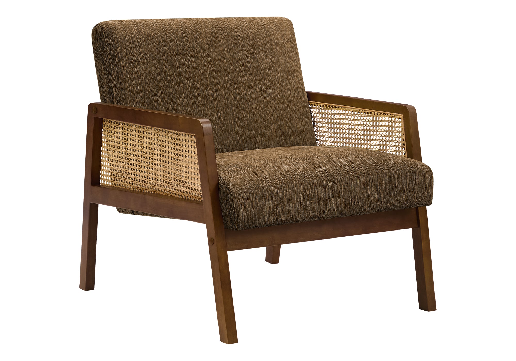 CHAISE D'APPOINT - 30"H / TISSU MARRON / BOIS DE NOYER – I 8337