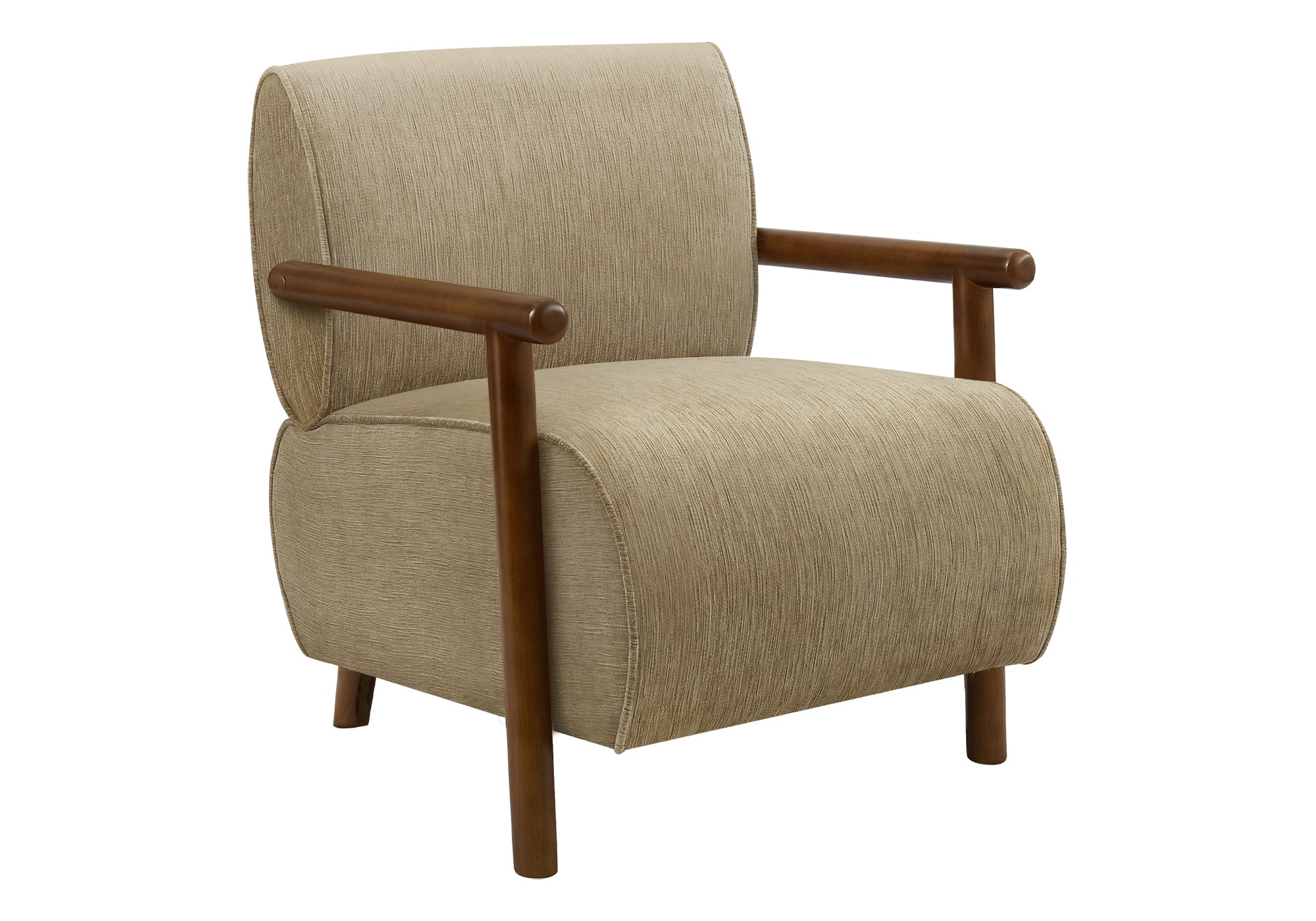 CHAISE D'APPOINT - 31"H / TISSU MARRON CLAIR / BOIS DE NOYER – I 8340