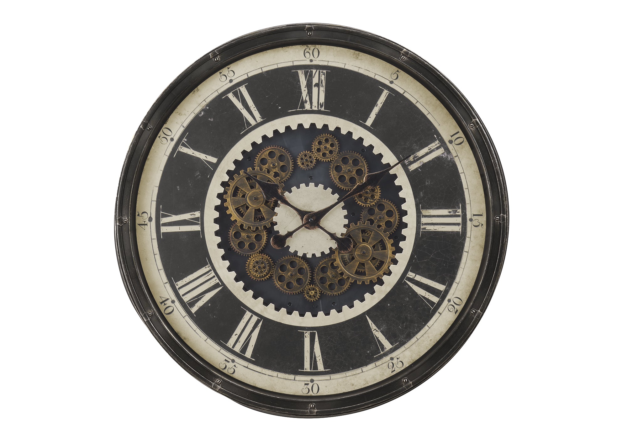 HORLOGE - 30" DIA. MURALE / MECANISME D'ENGRENAGE / BRUN – I 9031