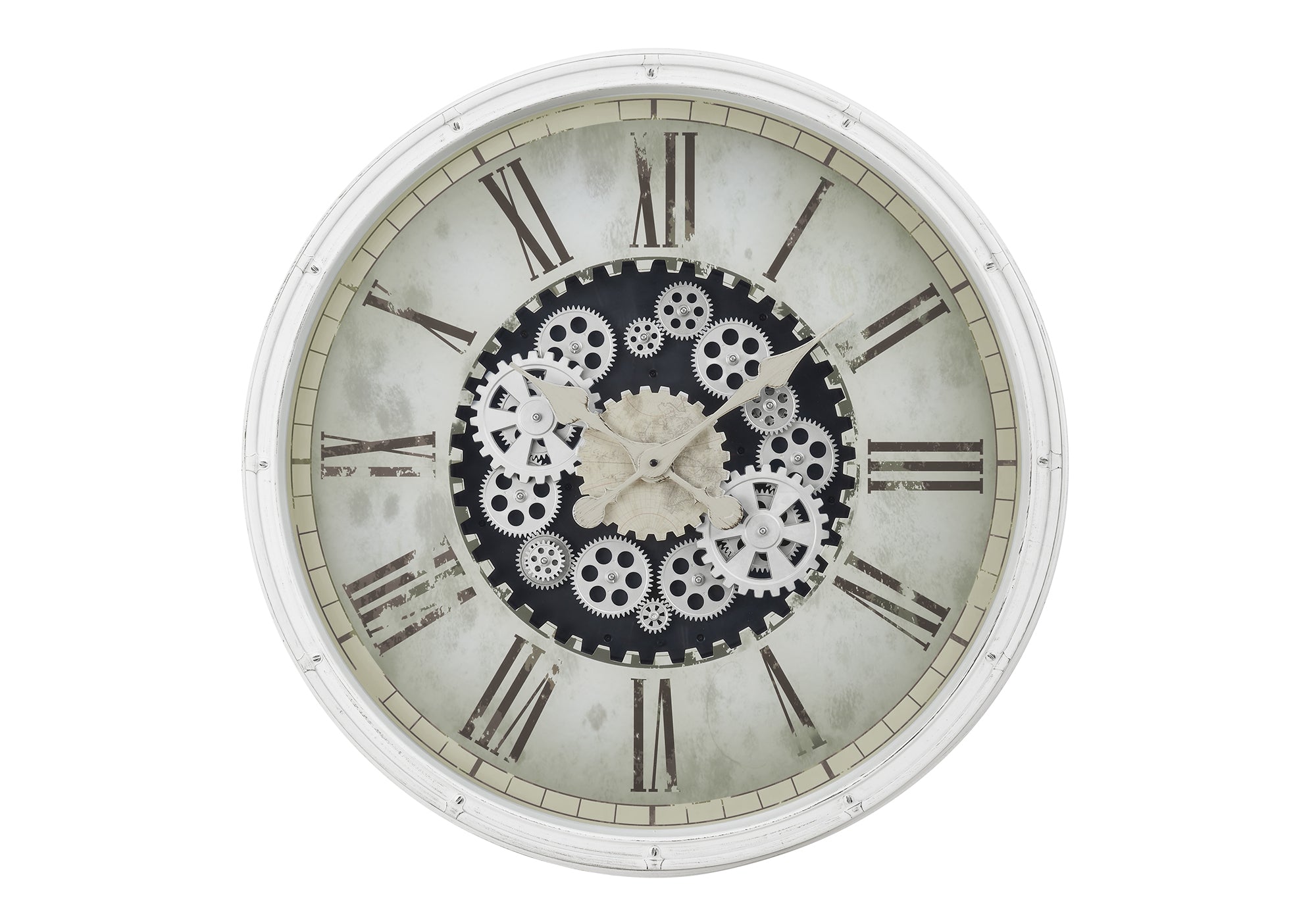 HORLOGE - 30" DIA. MURALE / MECANISME D'ENGRENAGE / BLANC – I 9033
