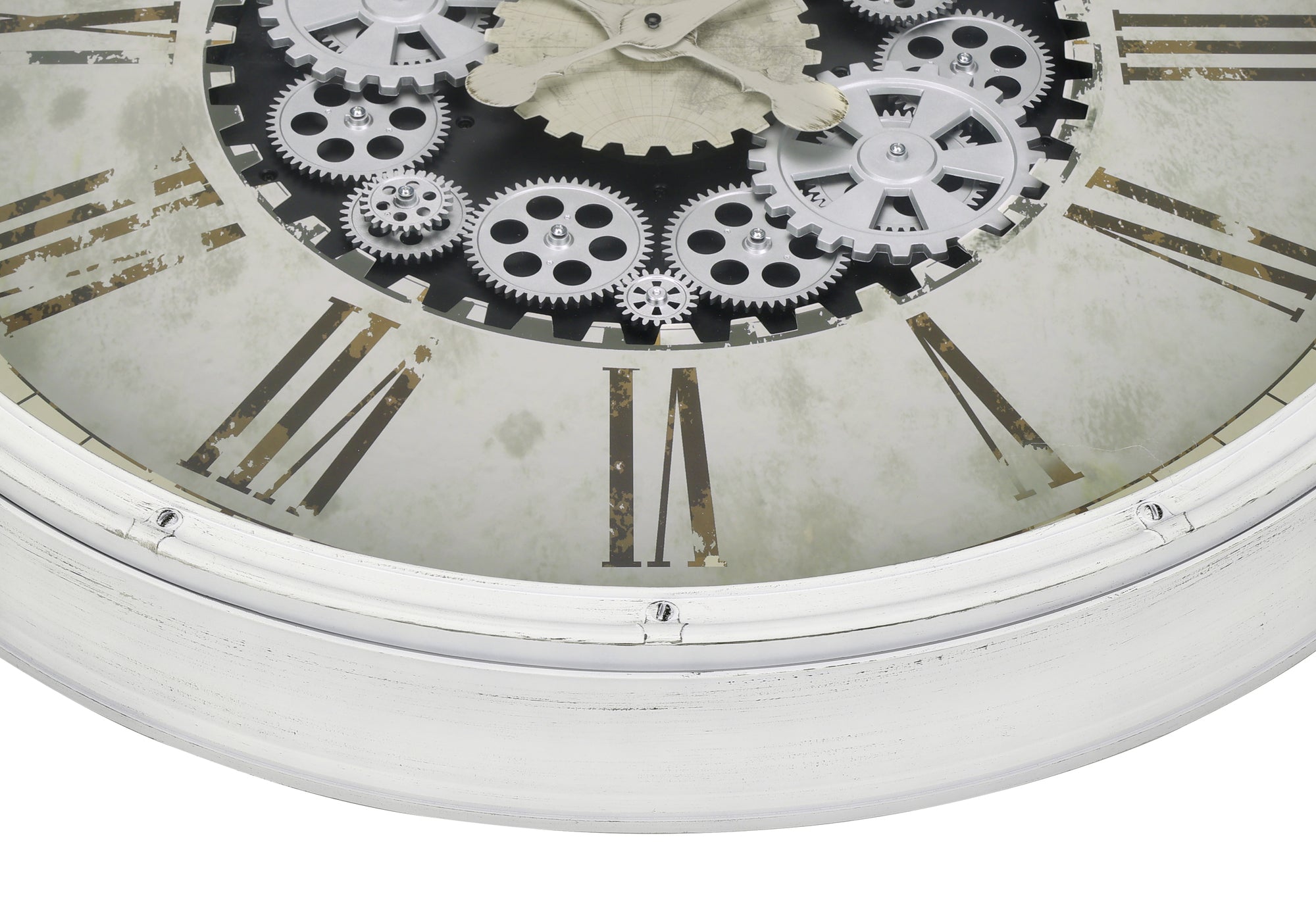 HORLOGE - 30" DIA. MURALE / MECANISME D'ENGRENAGE / BLANC – I 9033