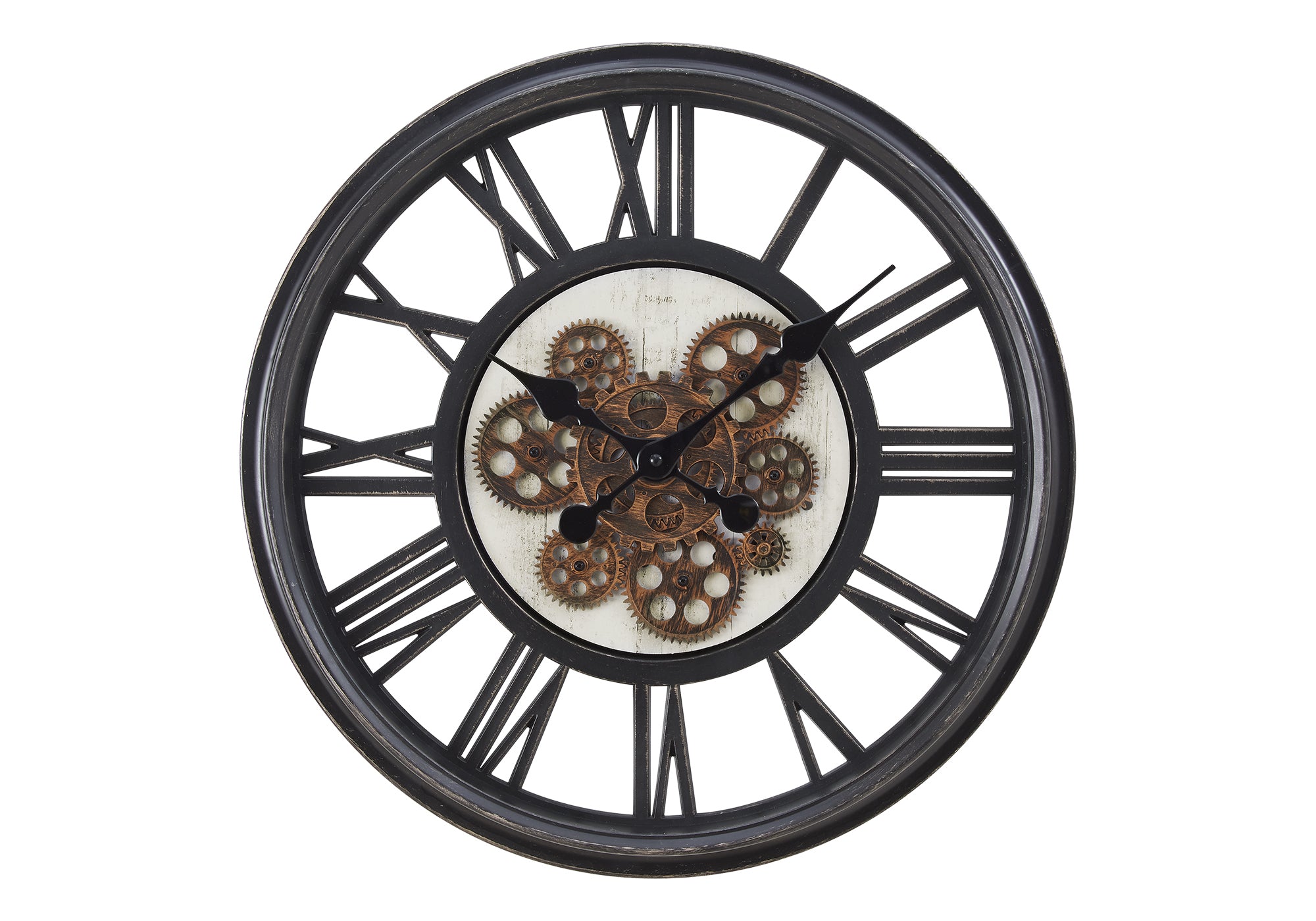 HORLOGE - 20" DIA. MURALE / MECANISME D'ENGRENAGE / NOIR – I 9064
