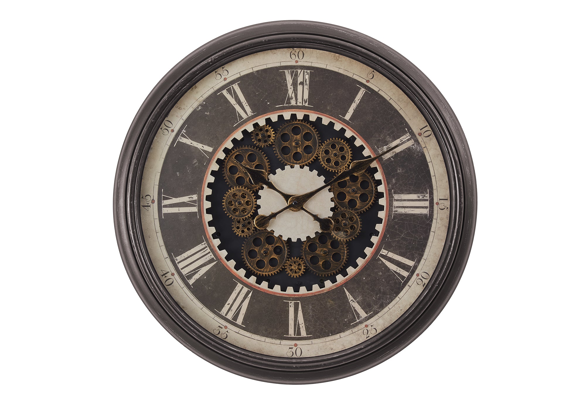 HORLOGE - 23" DIA. MURALE / MECANISME D'ENGRENAGE / BRUN – I 9070
