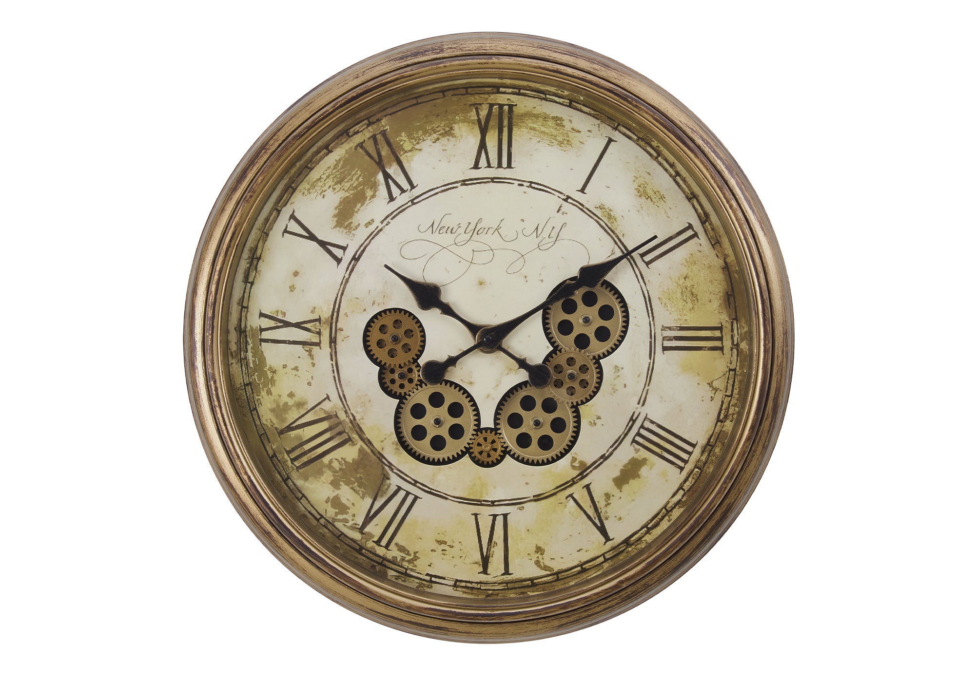 HORLOGE - 23" DIA. MURALE / MECANISME D'ENGRENAGE / BRUN – I 9071