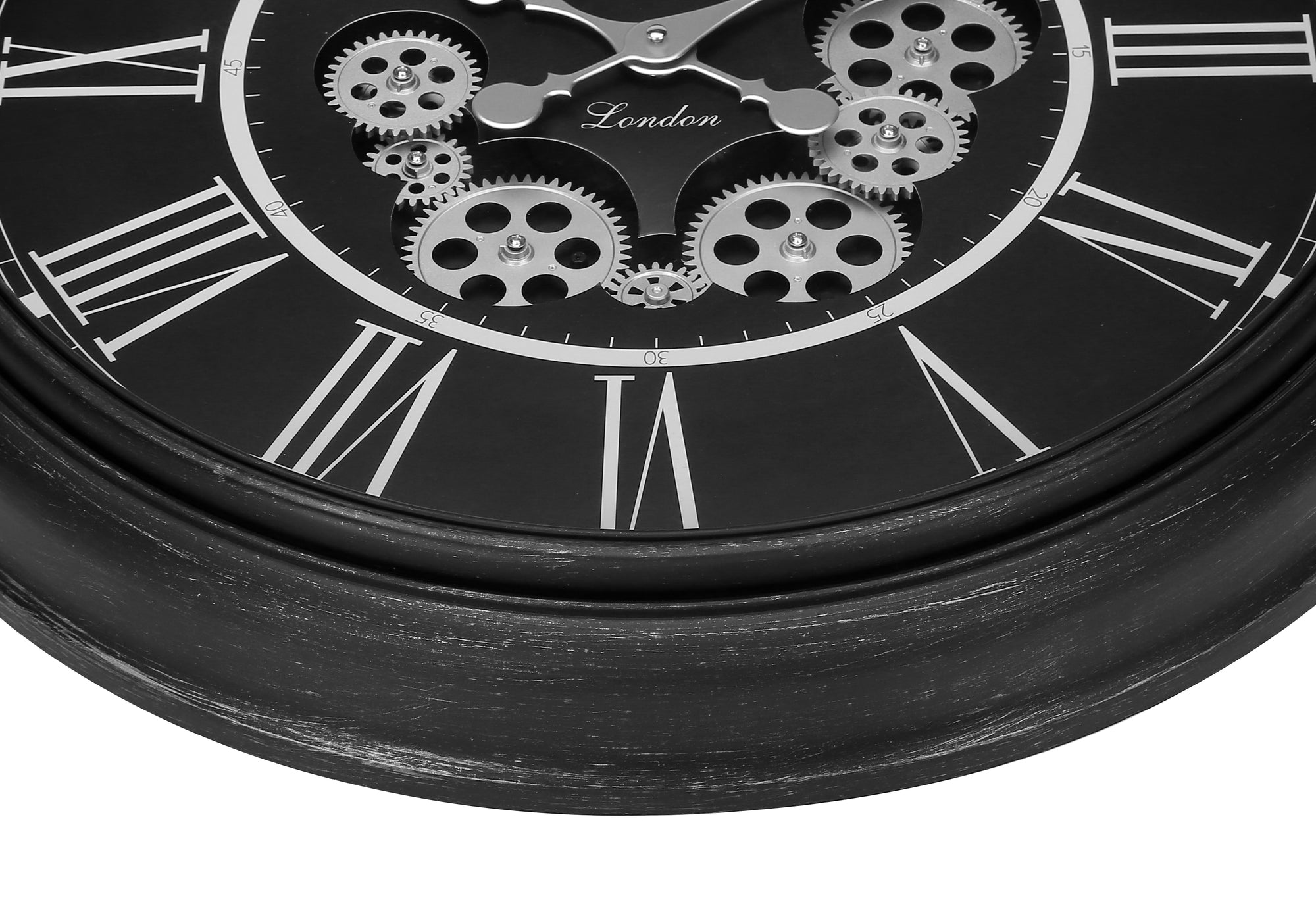HORLOGE - 23" DIA. MURALE / MECANISME D'ENGRENAGE / NOIR – I 9072