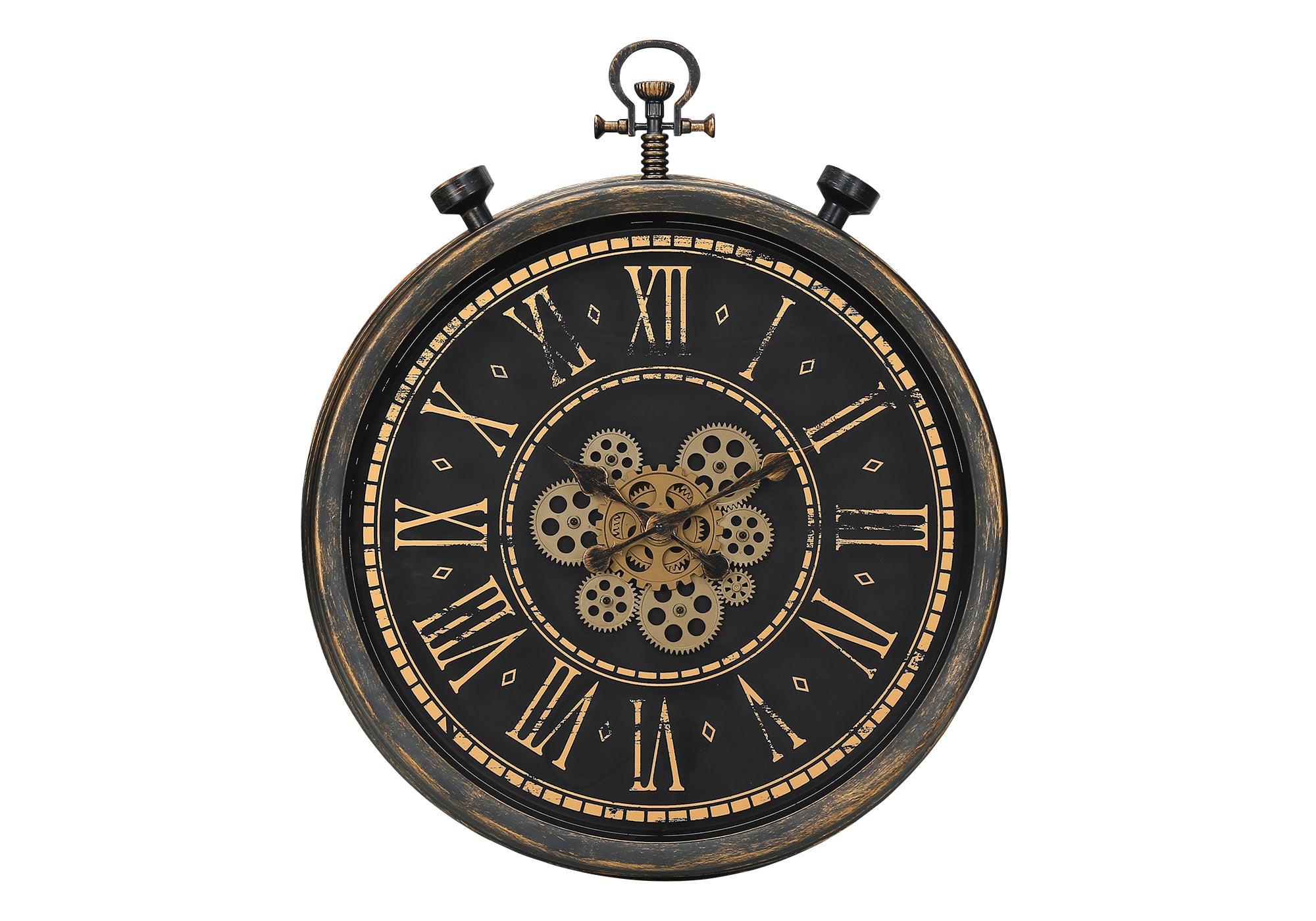 HORLOGE - 24" DIA. MURALE / MECANISME D'ENGRENAGE / BRUN – I 9073