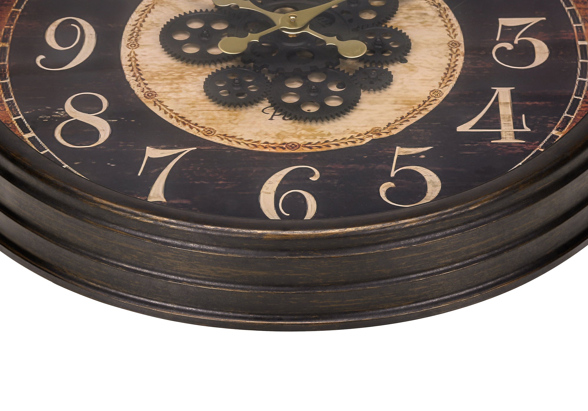 HORLOGE - 24" DIA. MURALE / MECANISME D'ENGRENAGE / BRUN – I 9074