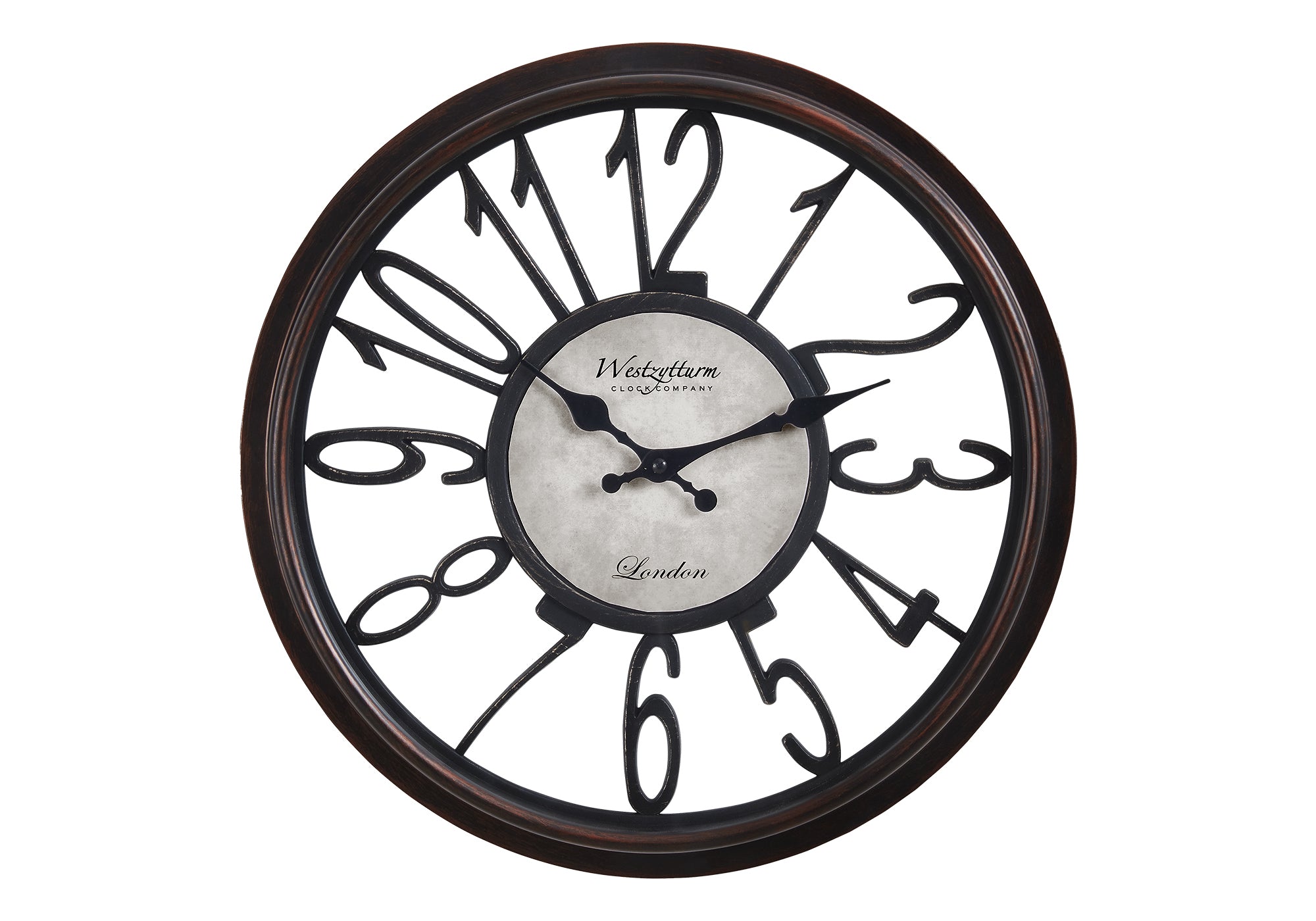 HORLOGE - 16" DIA. MURALE / BRUN ANTIQUE – I 9084