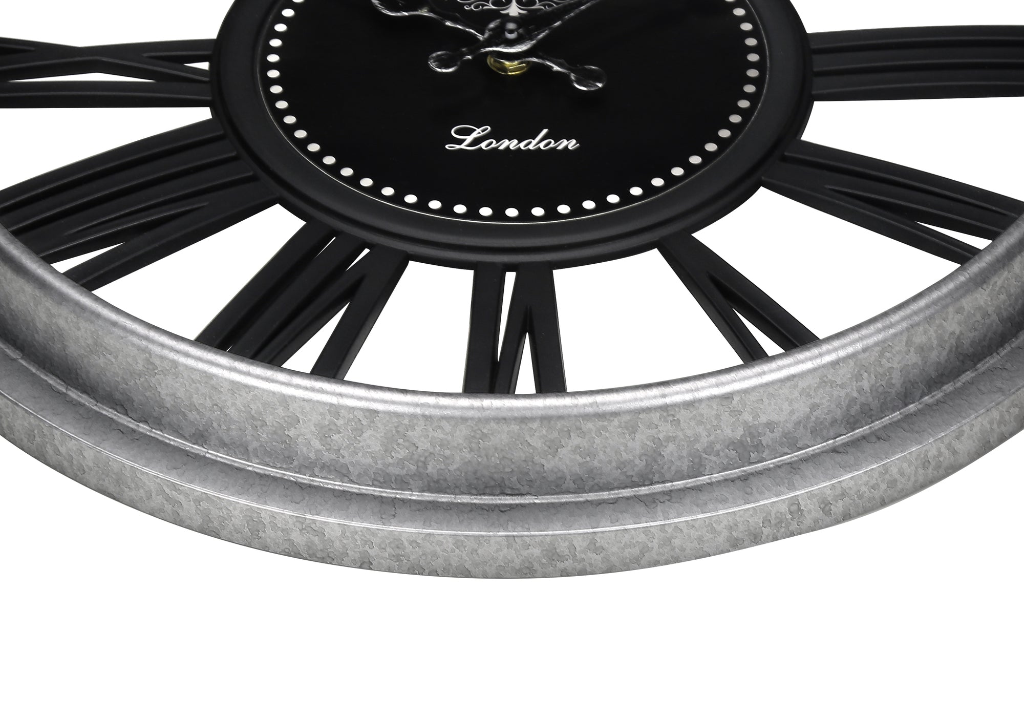 HORLOGE - 16" DIA. MURALE / NOIR / ARGENT – I 9086