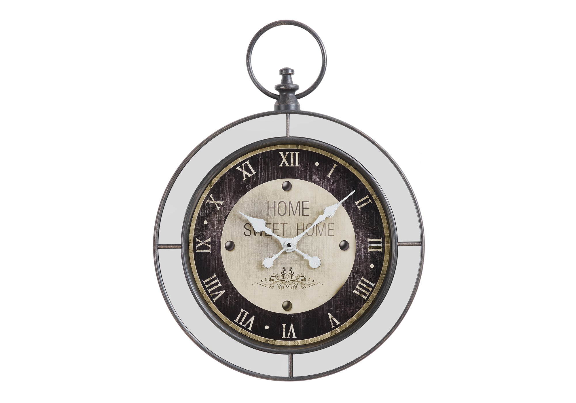 HORLOGE - 18" DIA. MURALE / MIROIR / BRUN – I 9091