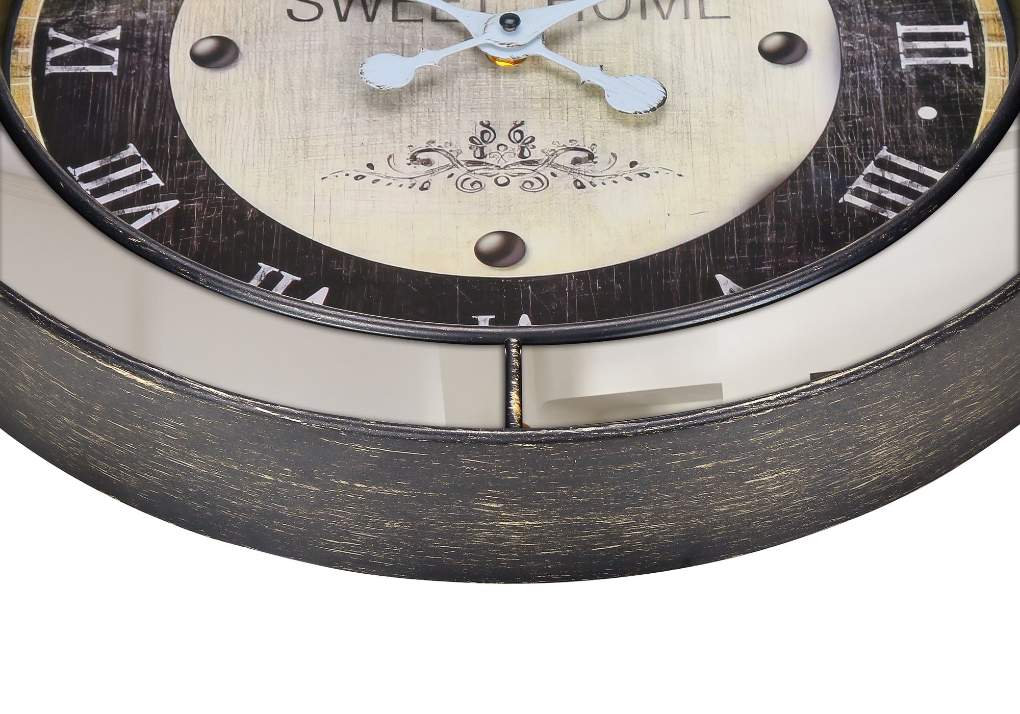 HORLOGE - 18" DIA. MURALE / MIROIR / BRUN – I 9091