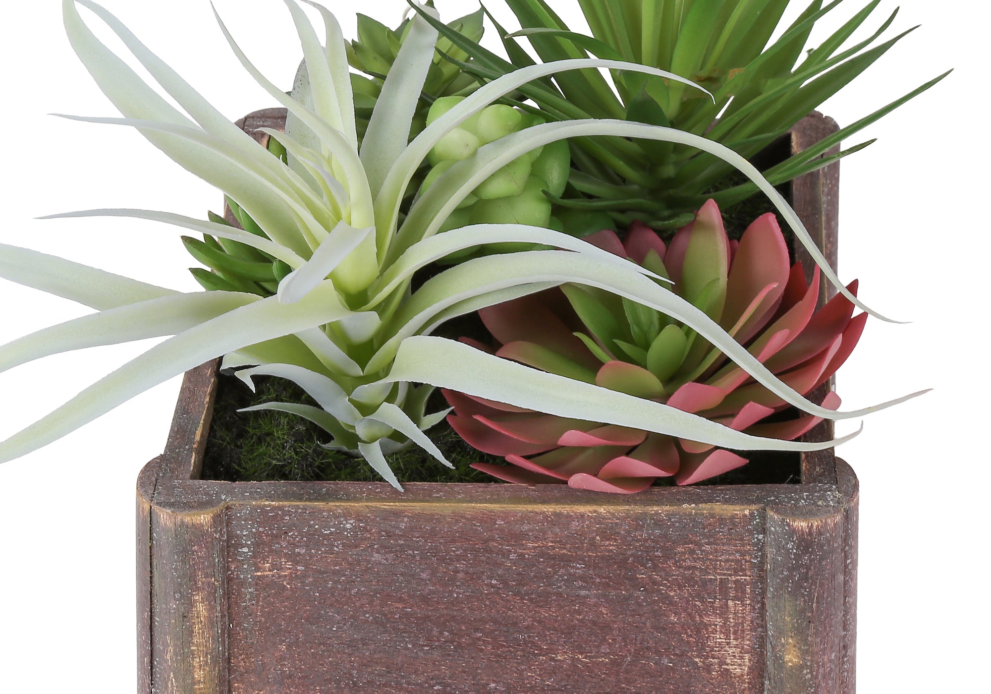 PLANTE ARTIFICIELLE - 2MCX / 10"H SUCCULENTE 7"X7" POT BOIS – I 9371