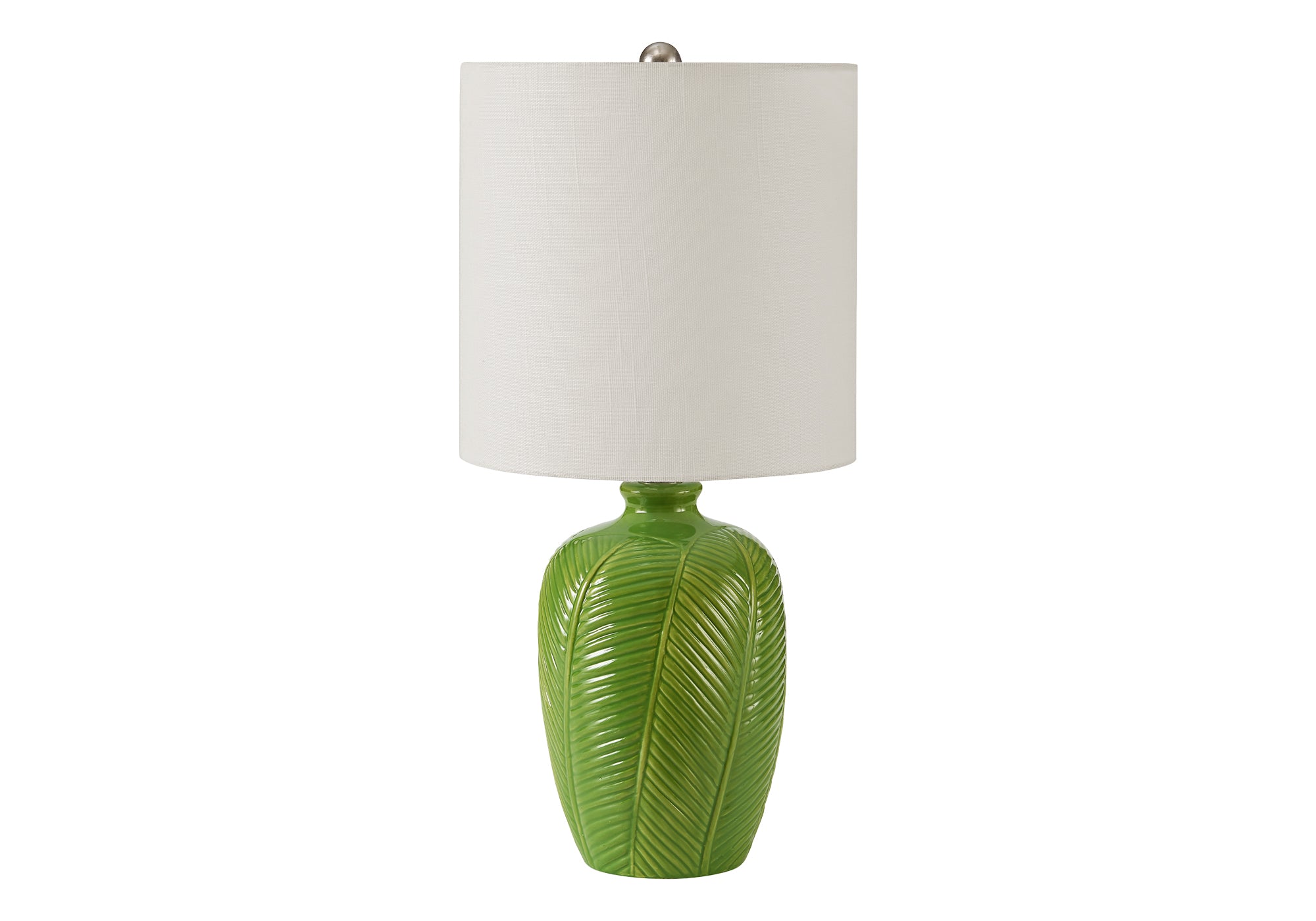 LUMINAIRE - 19"H LAMPE DE TABLE VERT CERAMIQUE / BLANC – I 9413