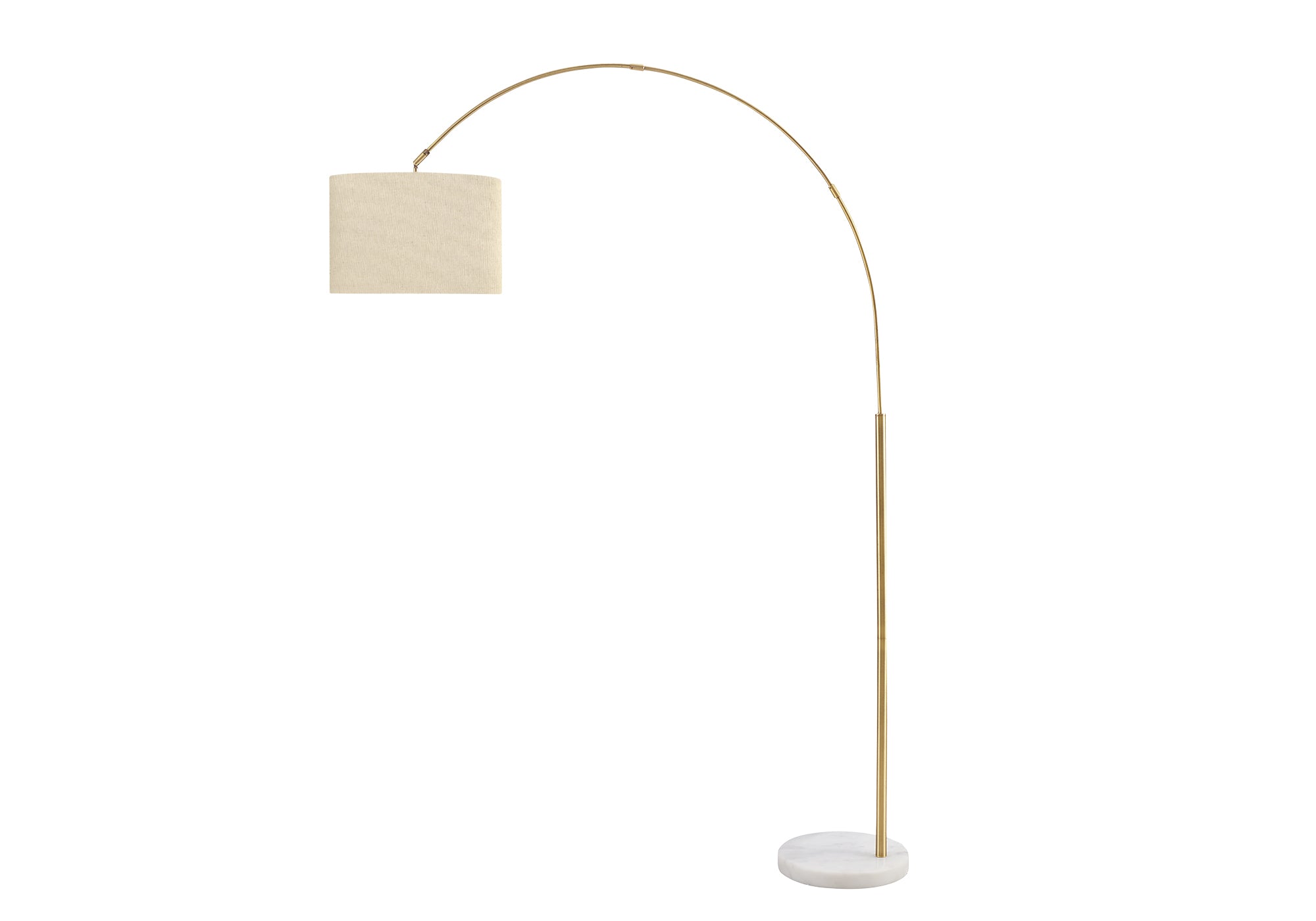 LUMINAIRE - 79"H LAMPE SUR PIED ARC LAITON METAL / BEIGE – I 9640