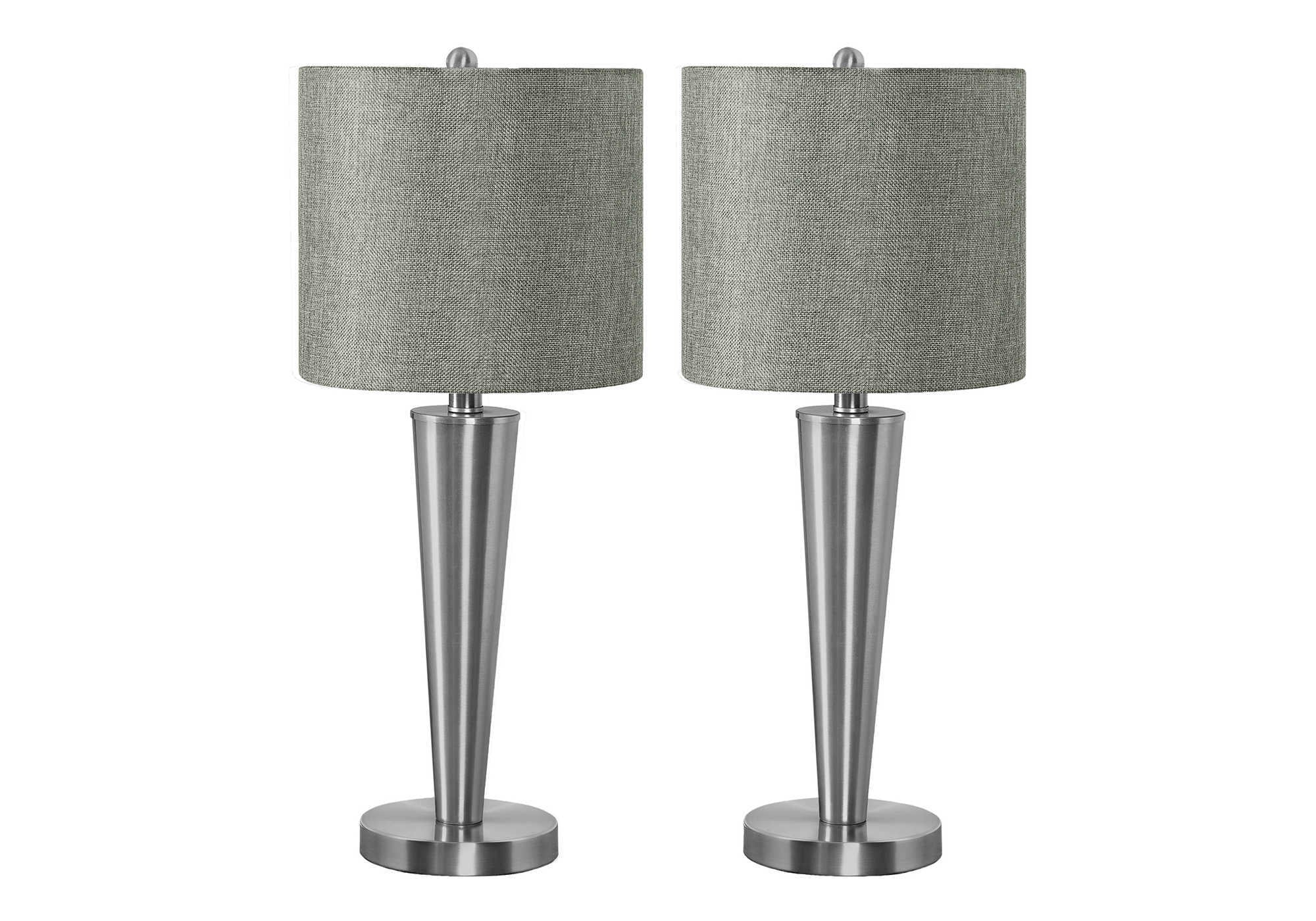 LUMINAIRE - 2MCX / 24"H LAMPE DE TABLE NICKEL / GRIS /USB – I 9642.