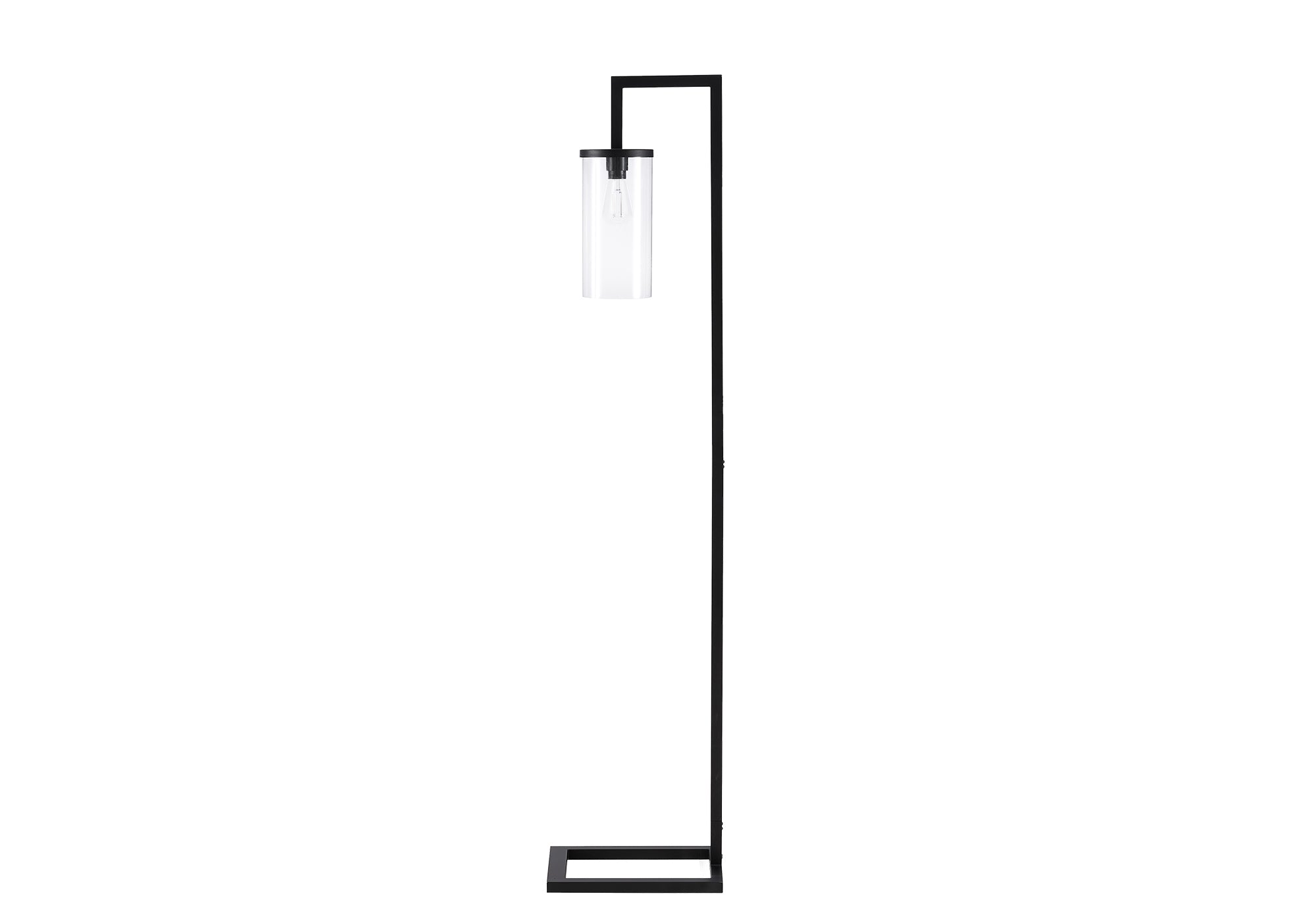 LUMINAIRE - 68"H LAMPE SUR PIED NOIR METAL / VERRE TREMPE – I 9656