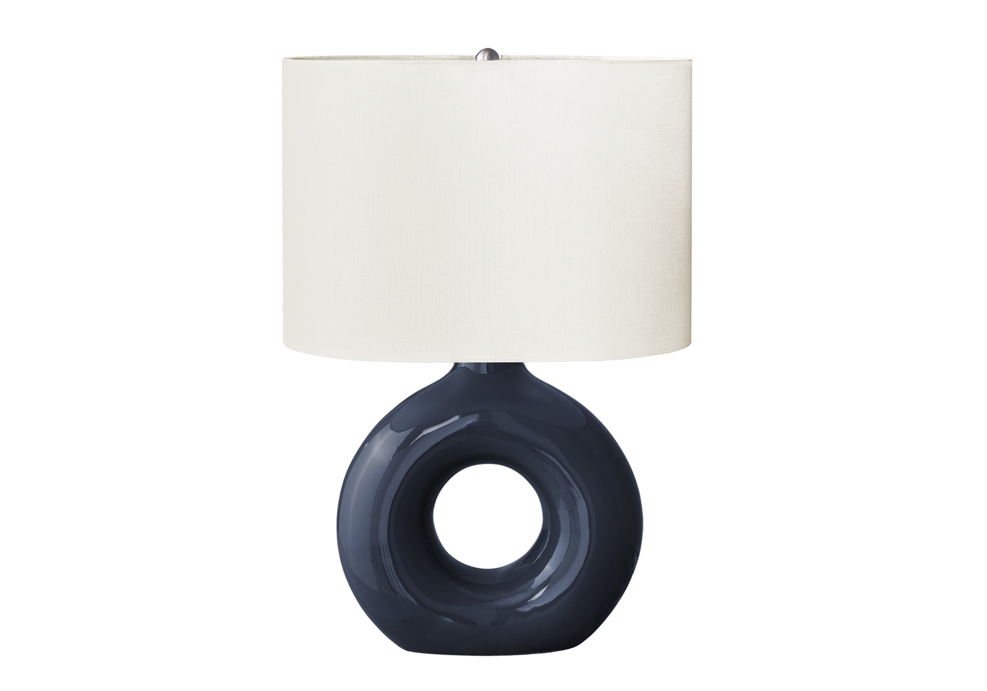 LUMINAIRE - 24"H LAMPE DE TABLE BLEU CERAMIQUE / IVOIRE – I 9670.