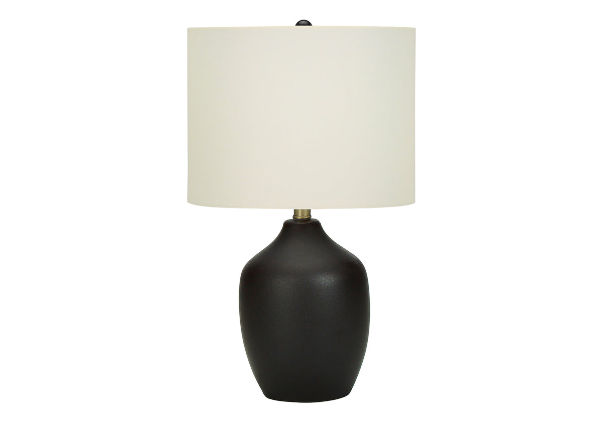 LUMINAIRE - 22"H LAMPE DE TABLE NOIR CERAMIQUE / IVOIRE – I 9708
