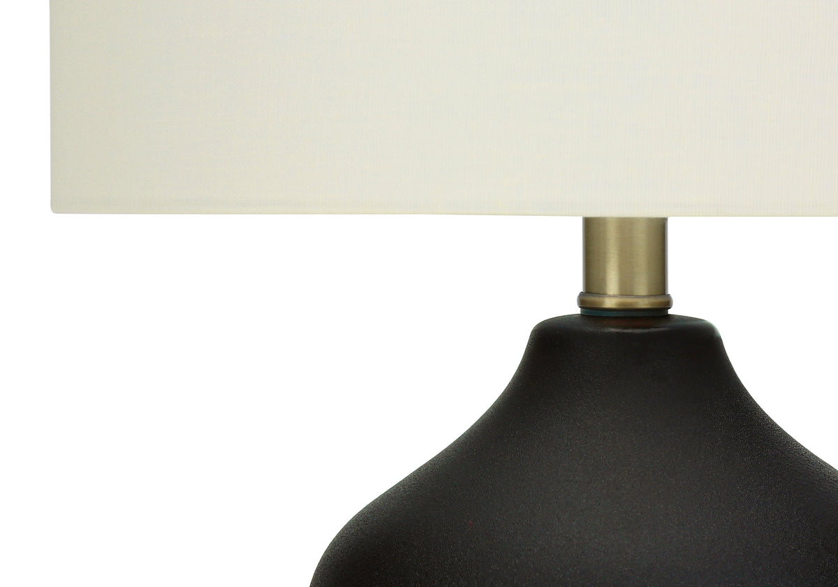 LUMINAIRE - 22"H LAMPE DE TABLE NOIR CERAMIQUE / IVOIRE – I 9708