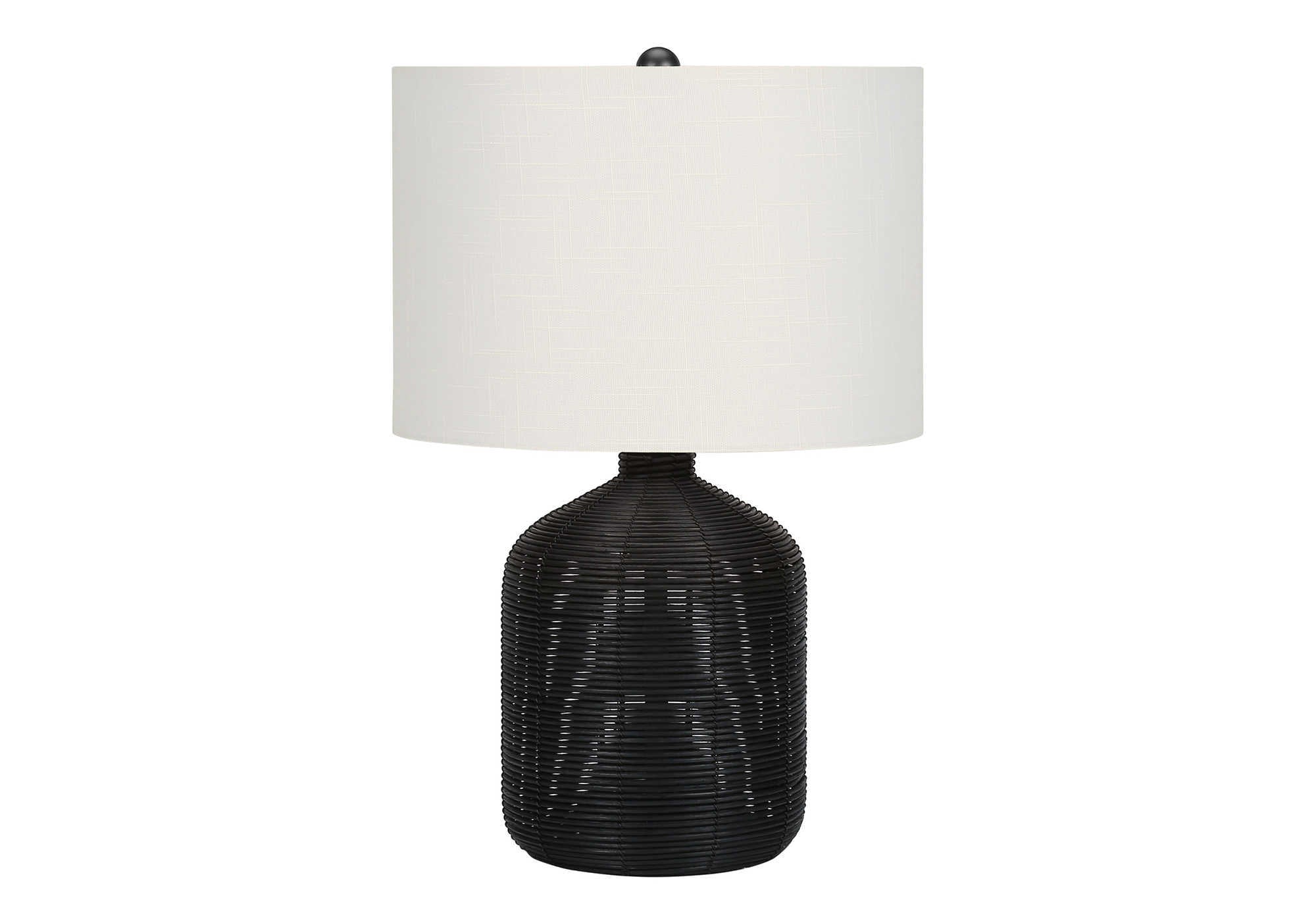 LUMINAIRE - 23"H LAMPE DE TABLE NOIR ROTIN / IVOIRE – I 9734.