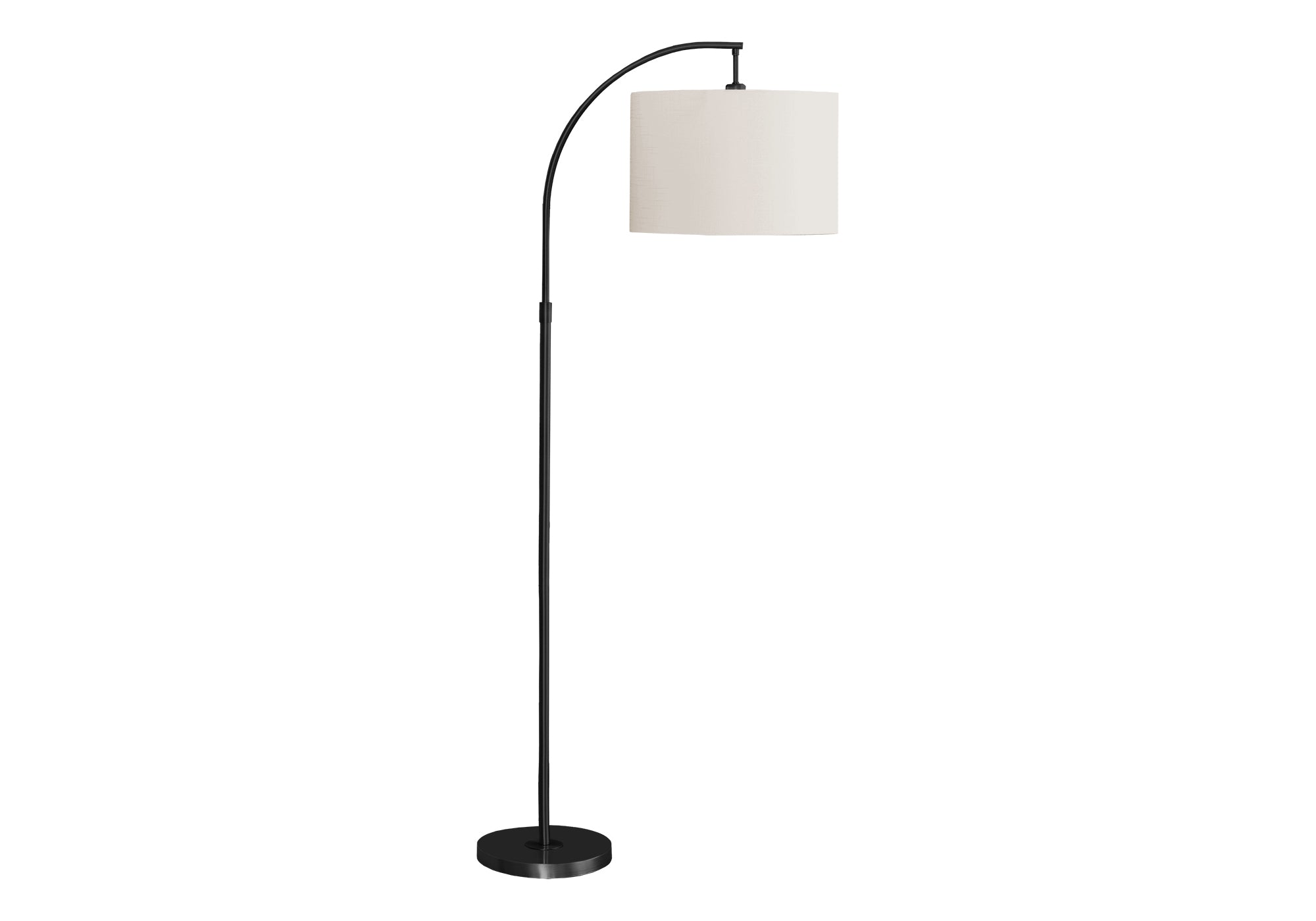 LUMINAIRE - 65"H LAMPE SUR PIED ARC NOIR METAL / IVOIRE – I 9749