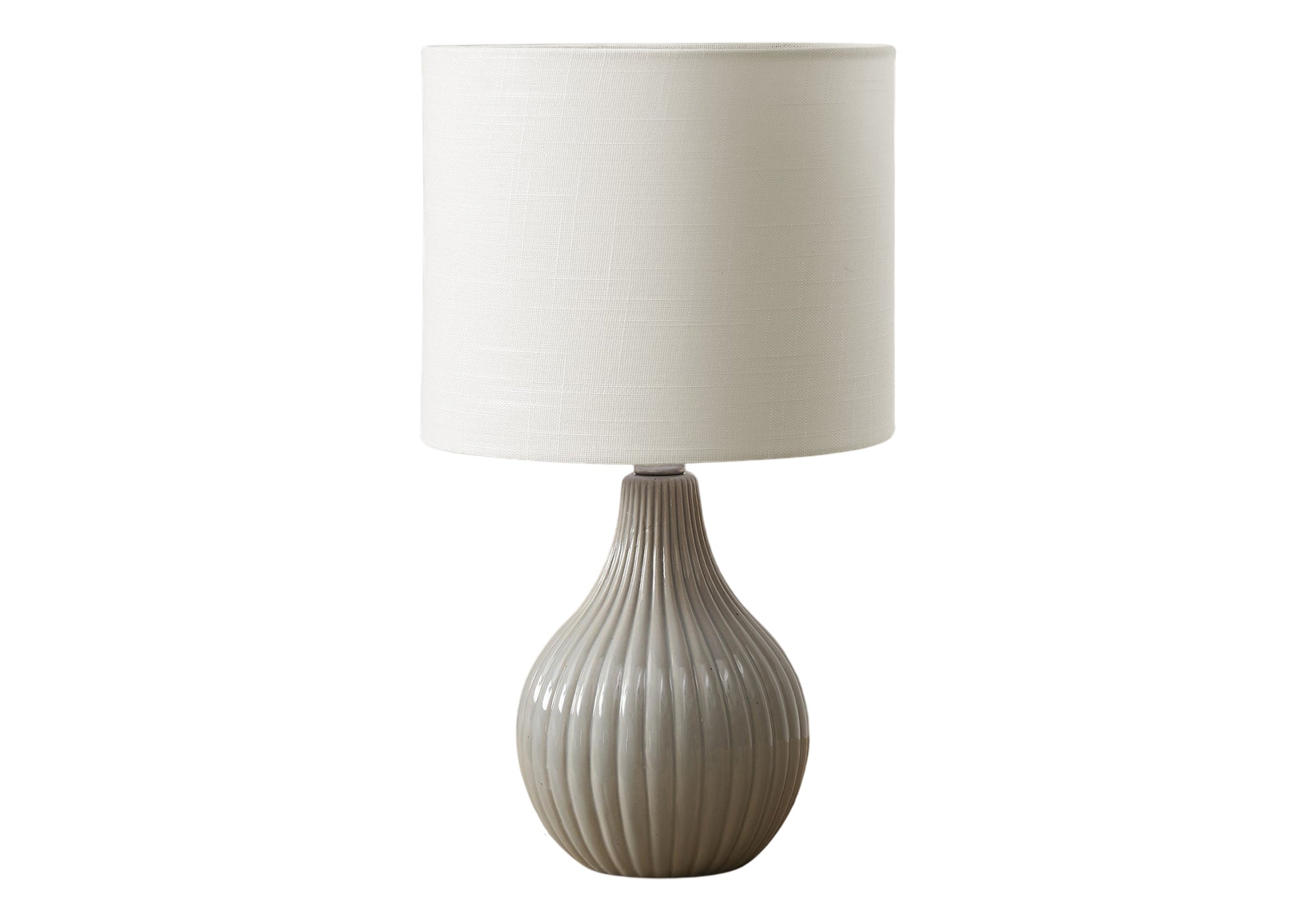 LUMINAIRE - 17"H LAMPE DE TABLE GRIS CERAMIQUE / IVOIRE – I 9774