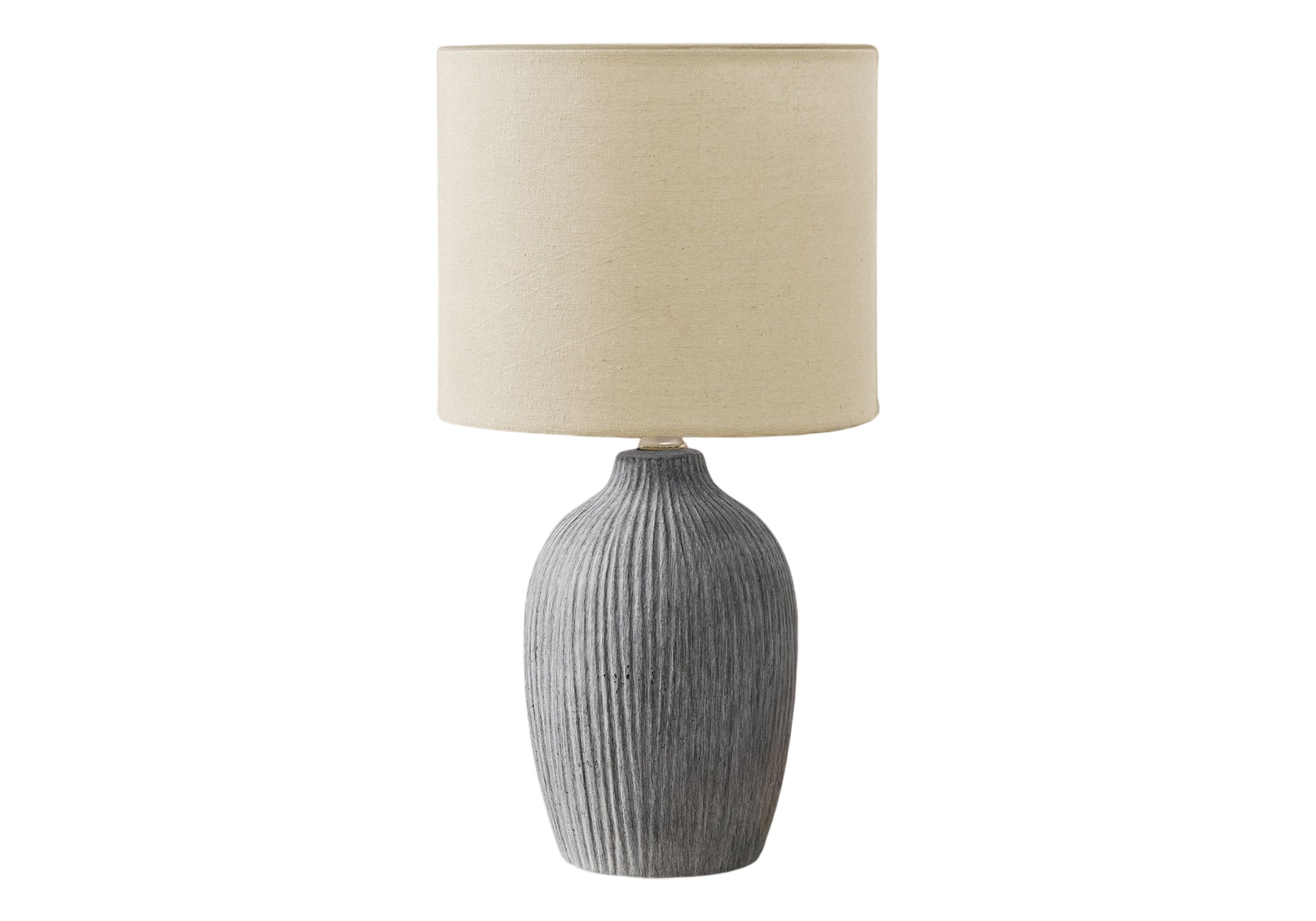 LUMINAIRE - 18"H LAMPE DE TABLE GRIS CERAMIQUE / IVOIRE – I 9785