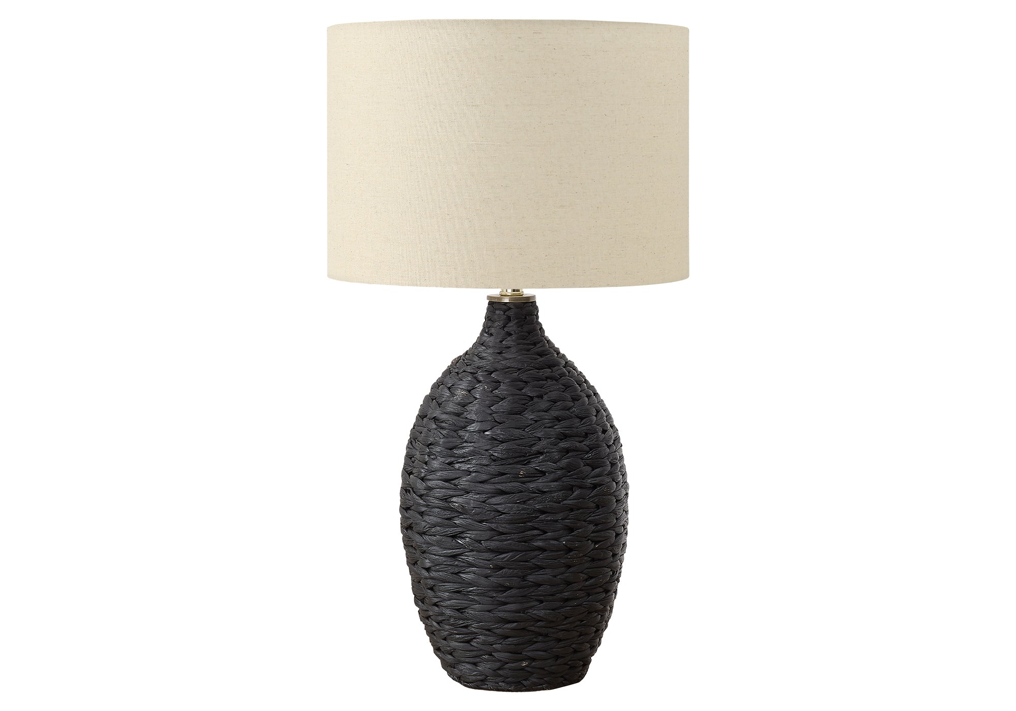 LUMINAIRE - 30"H LAMPE DE TABLE NOIR ROTIN / BEIGE – I 9918
