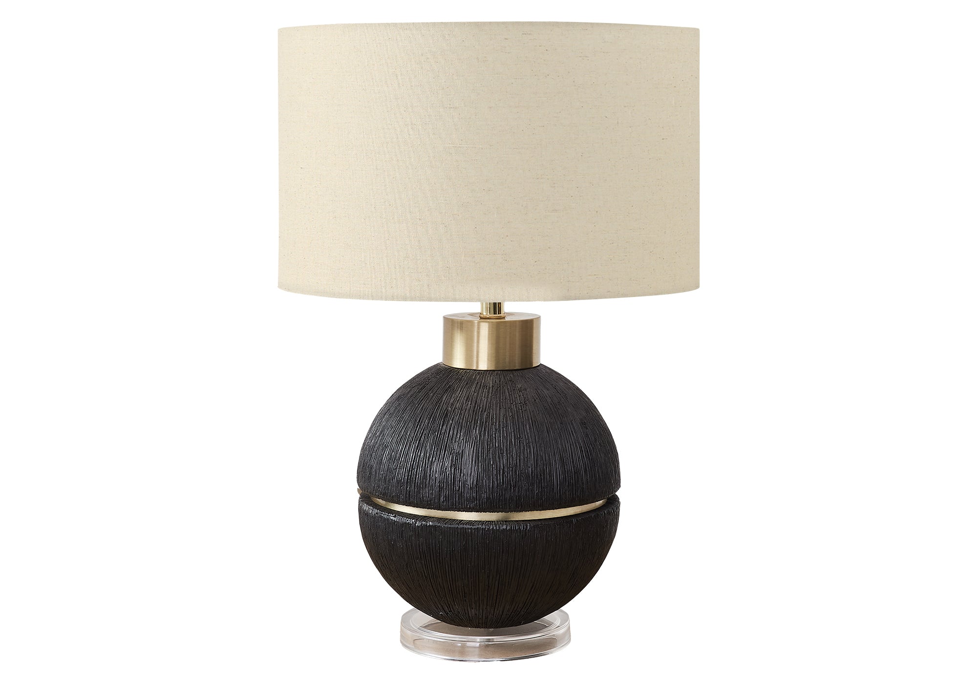 LUMINAIRE - 26"H LAMPE DE TABLE NOIR-OR RESINE / BEIGE – I 9926