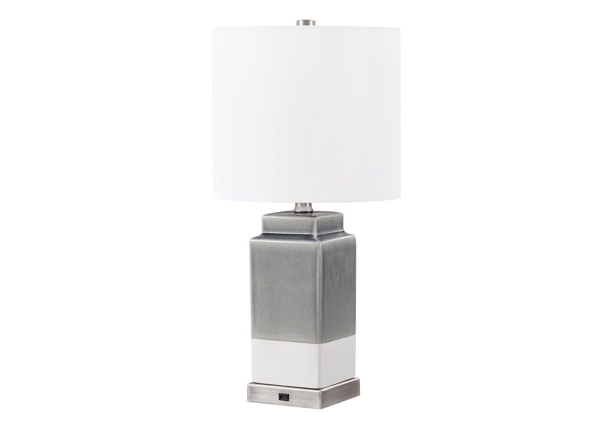 LUMINAIRE - 2MCX / 21"LAMPE DE TABLE CERAMIQUE GRIS / USB – I 9965