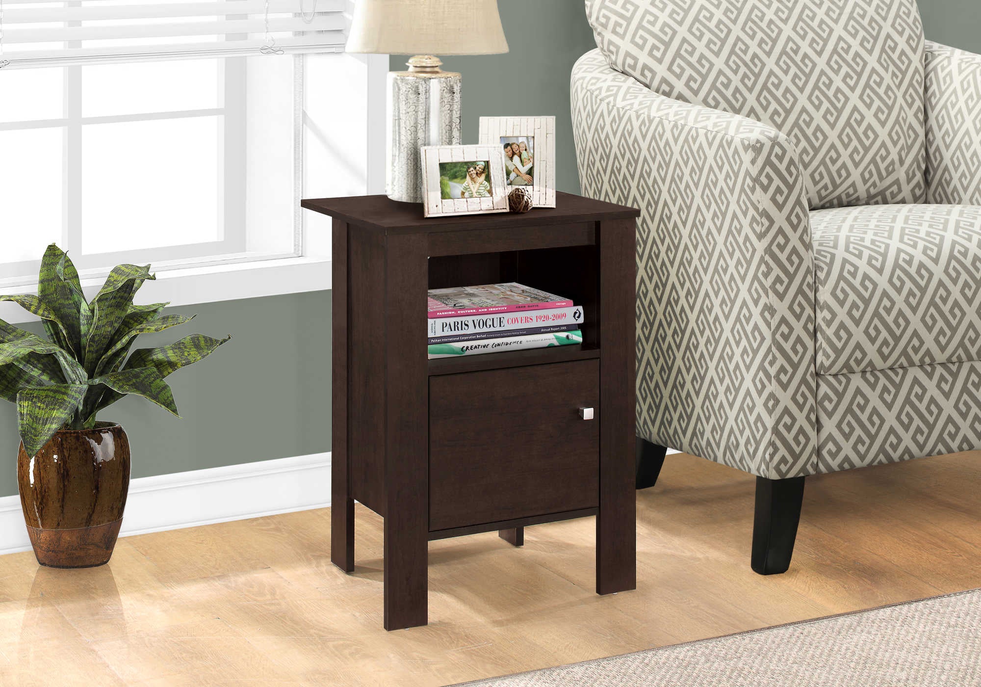Image of accent table - espresso night stand with storage  i 2135.