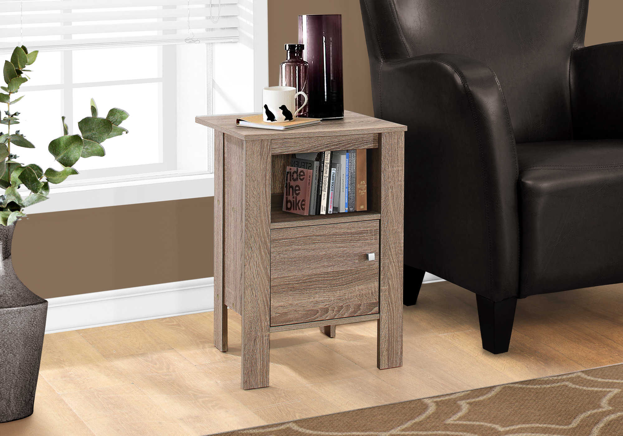 Image of accent table - dark taupe night stand with storage  i 2136.