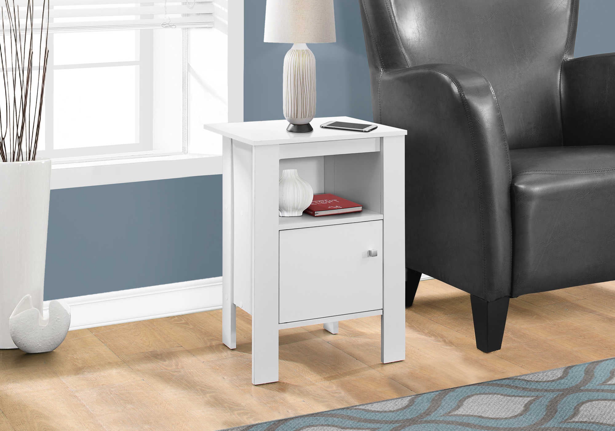 Image of accent table - white night stand with storage  i 2137.